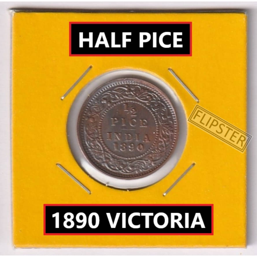     			**Extremely Rare** 1/2 Pice 1890 Victoria, old British India Coin Collection
