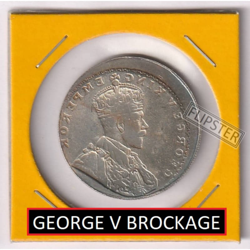 **Extremely Rare** Brockage Error 1 Rupee, King George 5th - old India Silver-Plated Coin Collection **Extremely Rare** Brockage Error 1 Rupee, King George 5th - old India Silver-Plated Coin Collection