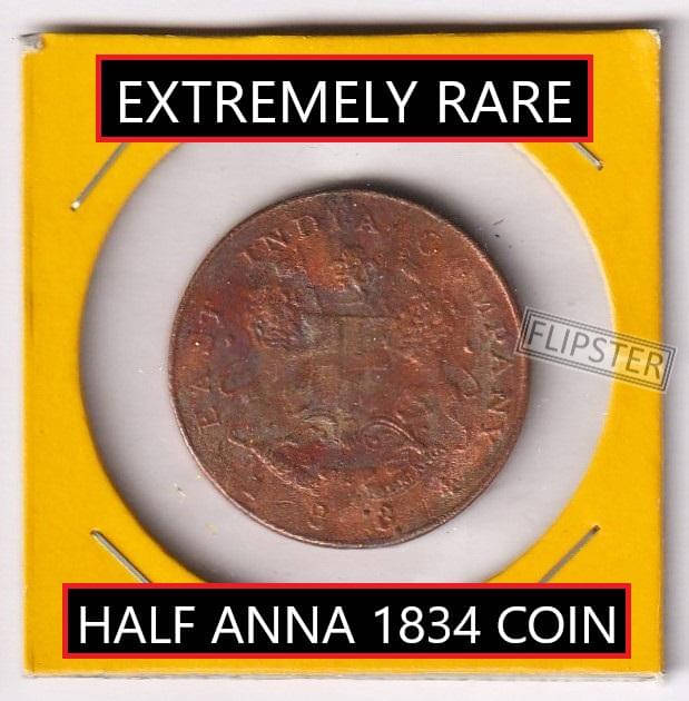 **Extremely Rare** Half Anna 1834 old British India Copper Coin Collection     			**Extremely Rare** Half Anna 1834 old British India Copper Coin Collection