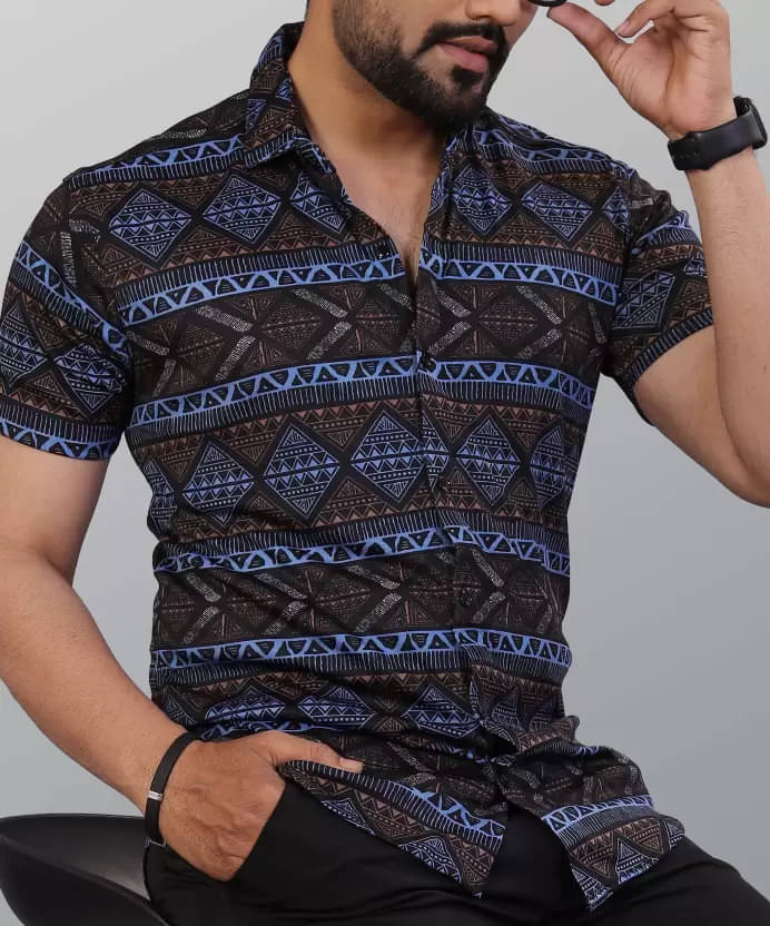     			FABRIPPLE Polyester Regular Fit Printed Half Sleeves Men's Casual Shirt - Black ( Pack of 1 )