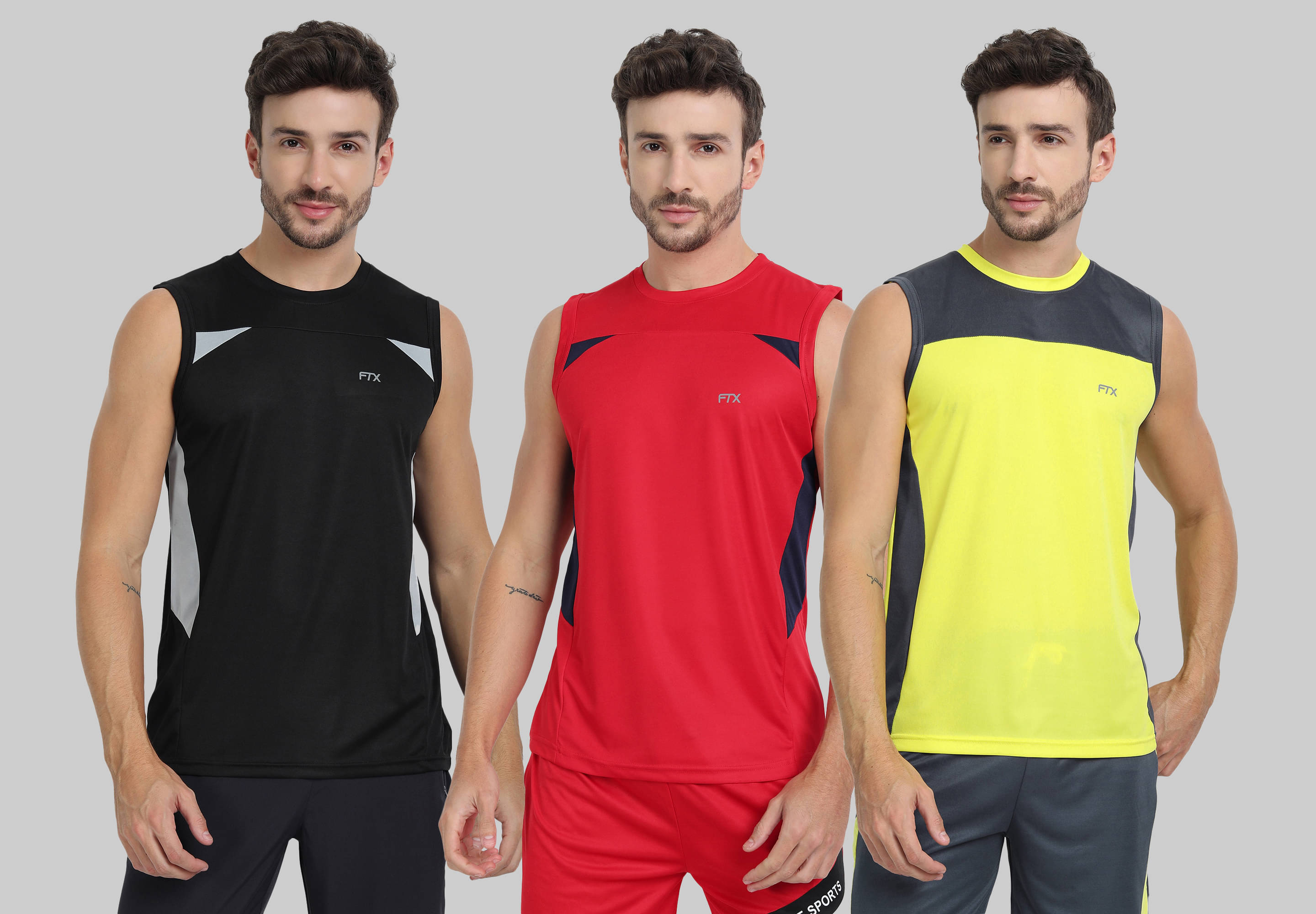     			FTX Pack of 3 Polyester Gym Vest For Men ( Red )