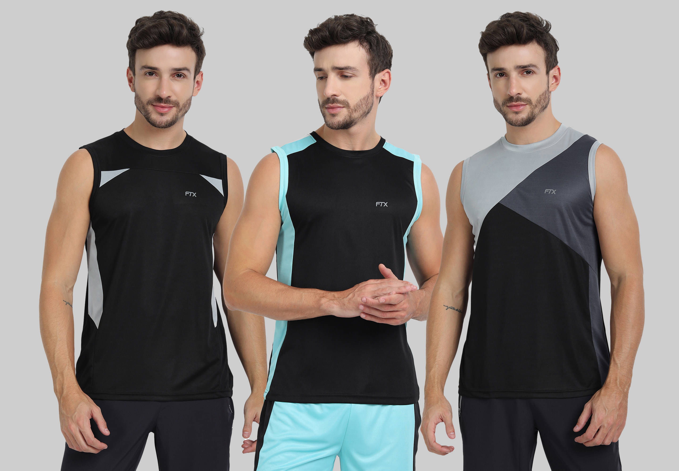 FTX Pack of 3 Polyester Gym Vest For Men ( Black ) FTX Pack of 3 Polyester Gym Vest For Men ( Black )