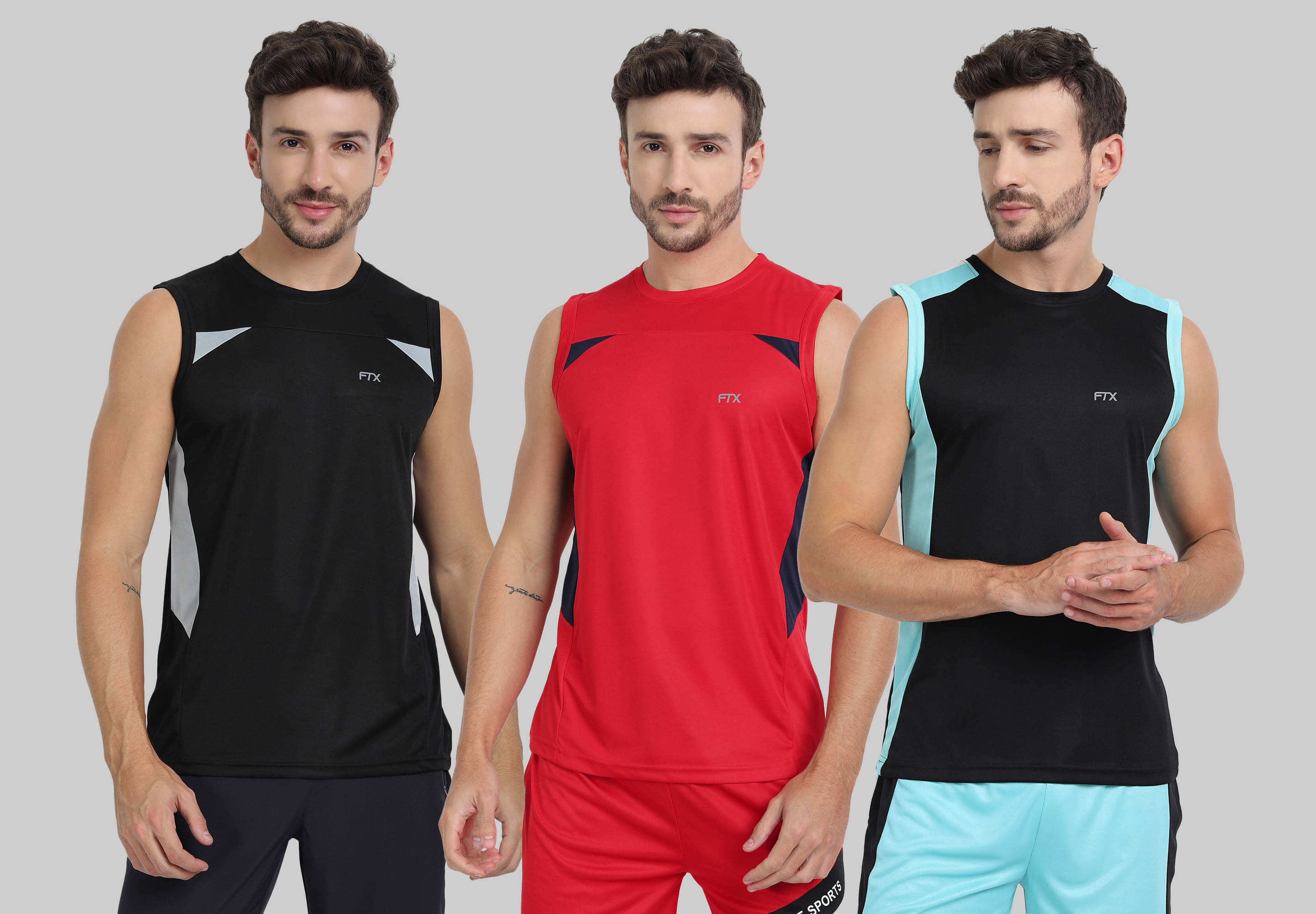 FTX Pack of 3 Polyester Gym Vest For Men ( Rough Red ) FTX Pack of 3 Polyester Gym Vest For Men ( Rough Red )