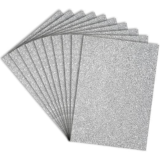     			Freedy A4 Size Glitter Foam Sheets, Silver Colour, Pack of 10 Sheets- for Art & Craft, Decoration, Gift Wrapping, Scrapbooking etc A4 180 gsm Craft paper (Set of 1, SILVER)