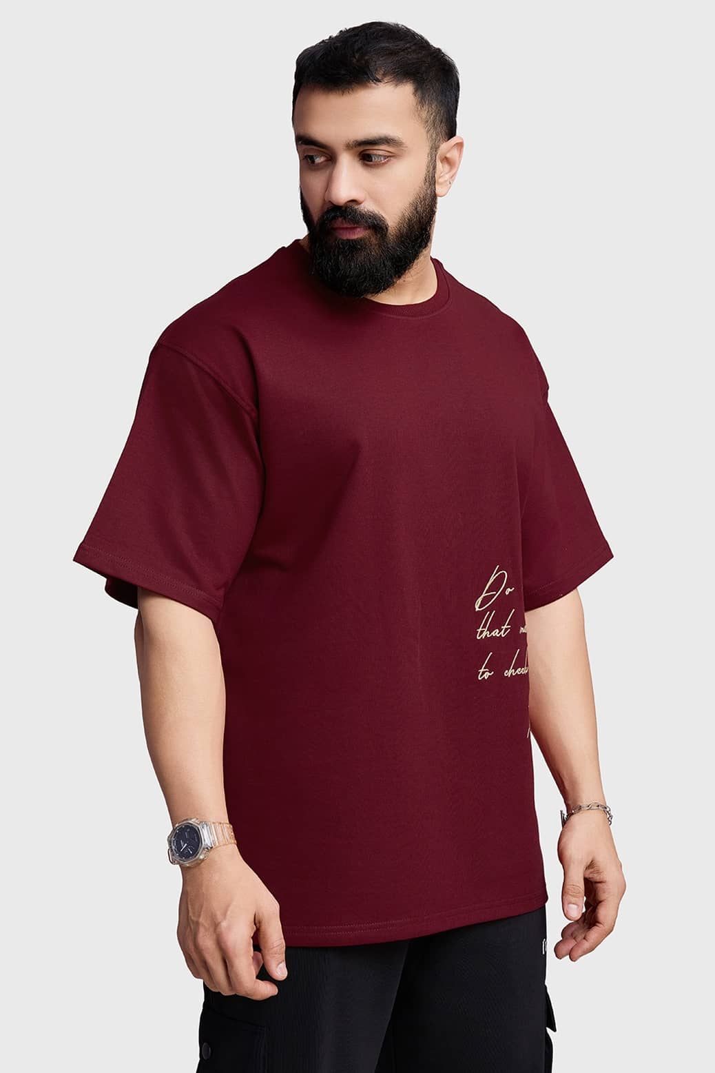 Fuaark Maroon Cotton Oversized Fit Men's Sports T-Shirt ( Pack of 1 )