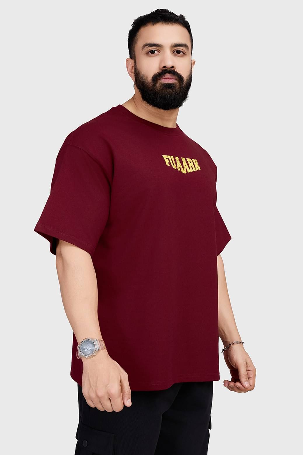     			Fuaark Maroon Cotton Oversized Fit Men's Sports T-Shirt ( Pack of 1 )