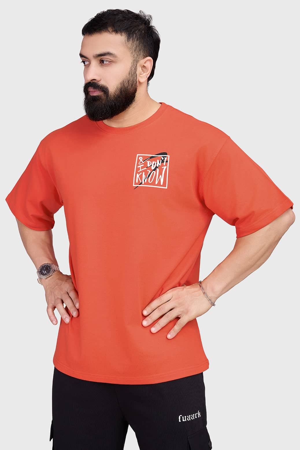 Fuaark Orange Cotton Oversized Fit Men's Sports T-Shirt ( Pack of 1 )