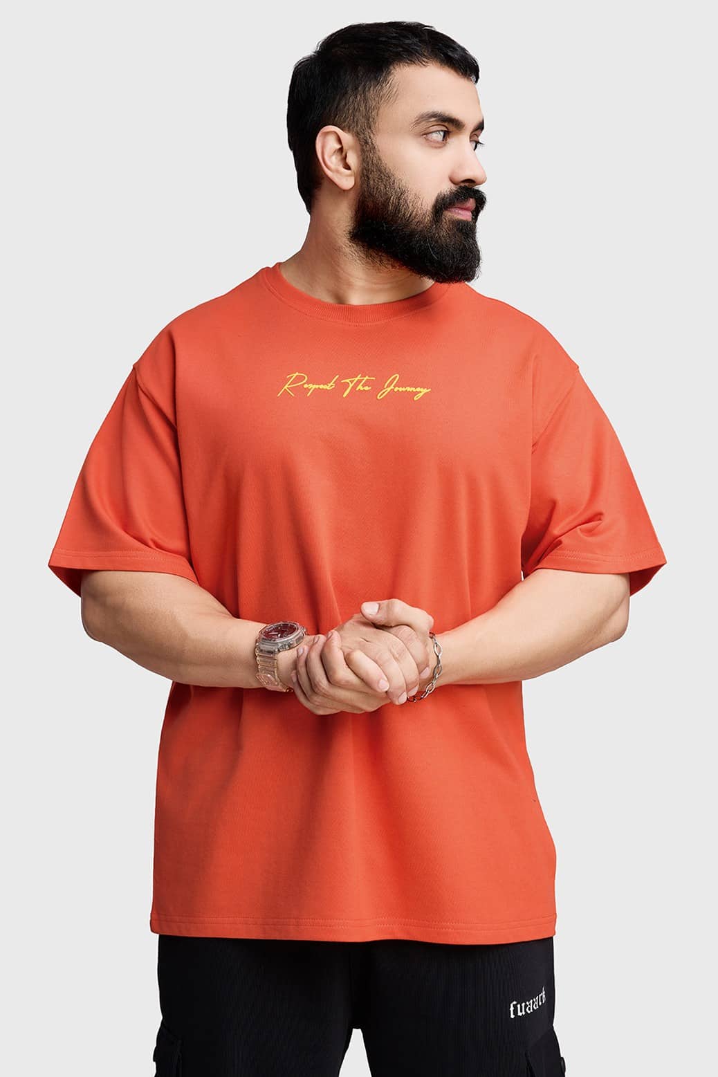 Fuaark Orange Cotton Oversized Fit Men's Sports T-Shirt ( Pack of 1 )