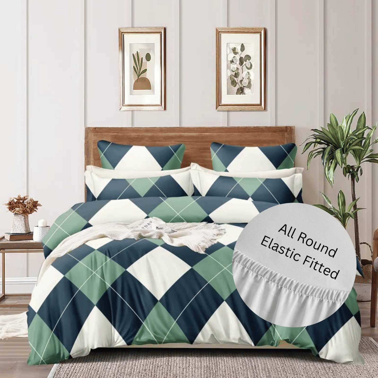     			HUESPACE Glace Cotton 1 Double King Bedsheet with 2 Pillow Covers ( Multicolor )