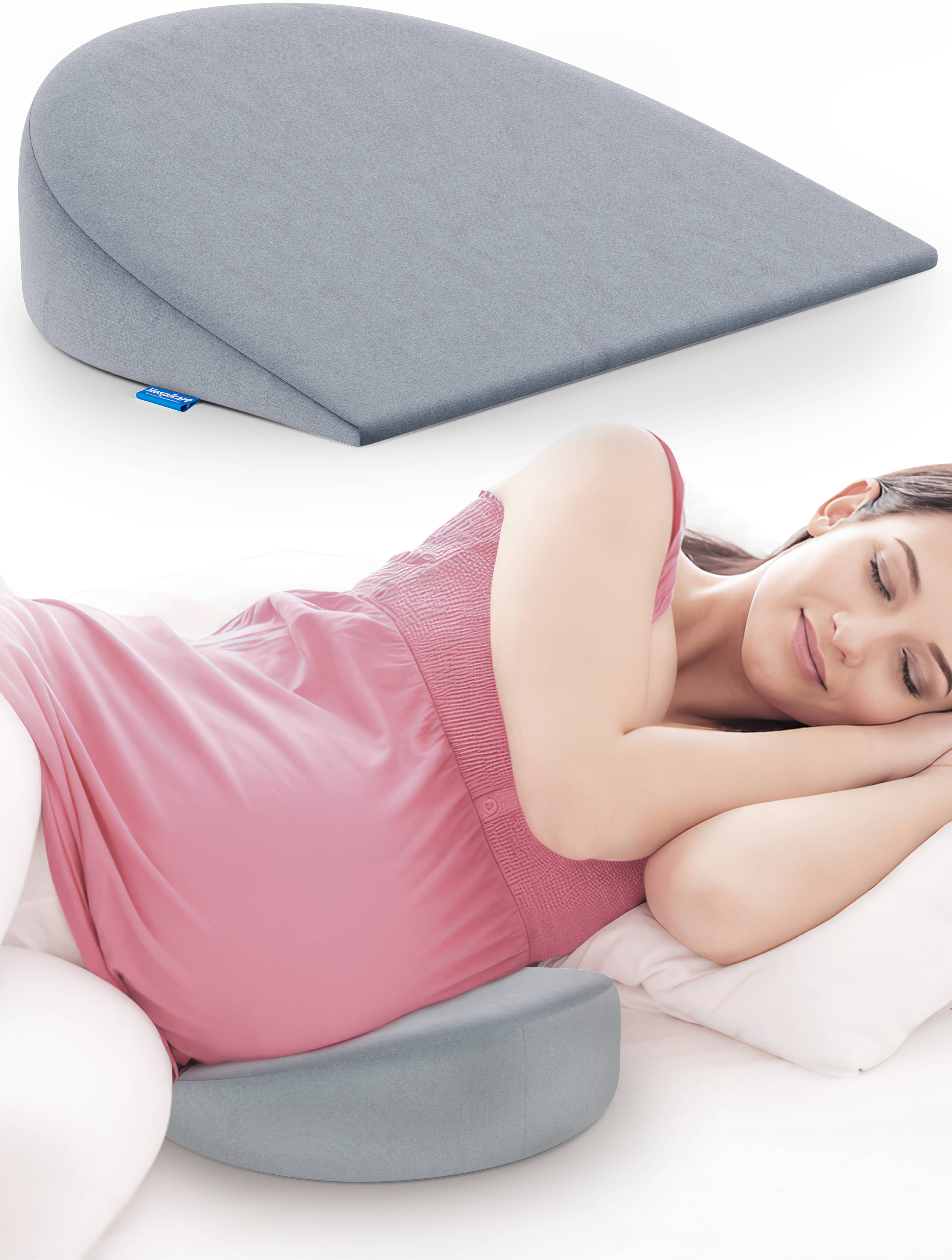 HOSPIKART Memory Foam Maternity Pillow Wedge for Supporting Belly, Back, Pregnancy Pillow Sleeping (Grey) HOSPIKART Memory Foam Maternity Pillow Wedge for Supporting Belly, Back, Pregnancy Pillow Sleeping (Grey)