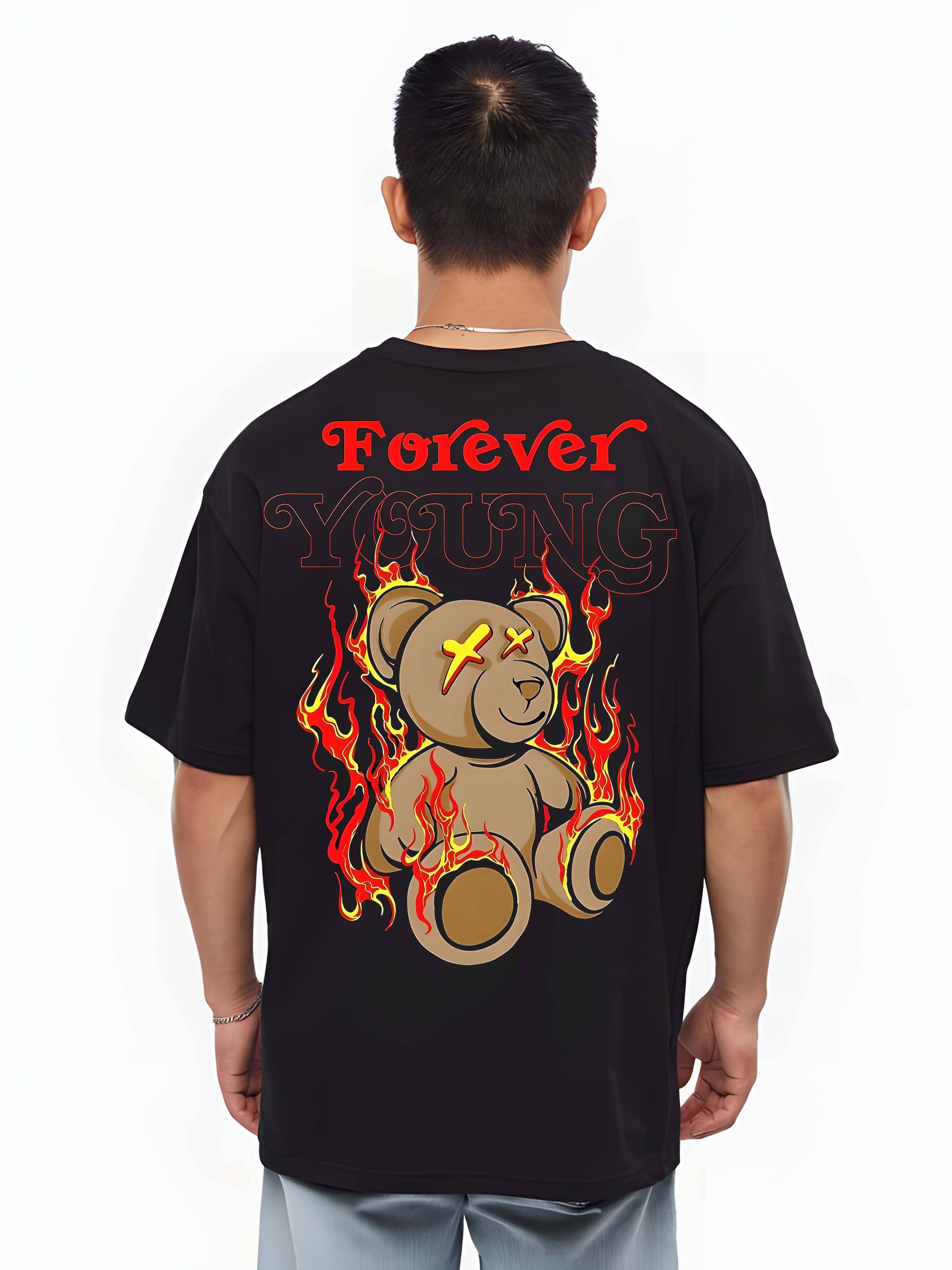 Kaido Cotton Oversized Fit Self Design Half Sleeves Men's Round T-Shirt - Black ( Pack of 1 )     			Kaido Cotton Oversized Fit Self Design Half Sleeves Men's Round T-Shirt - Black ( Pack of 1 )