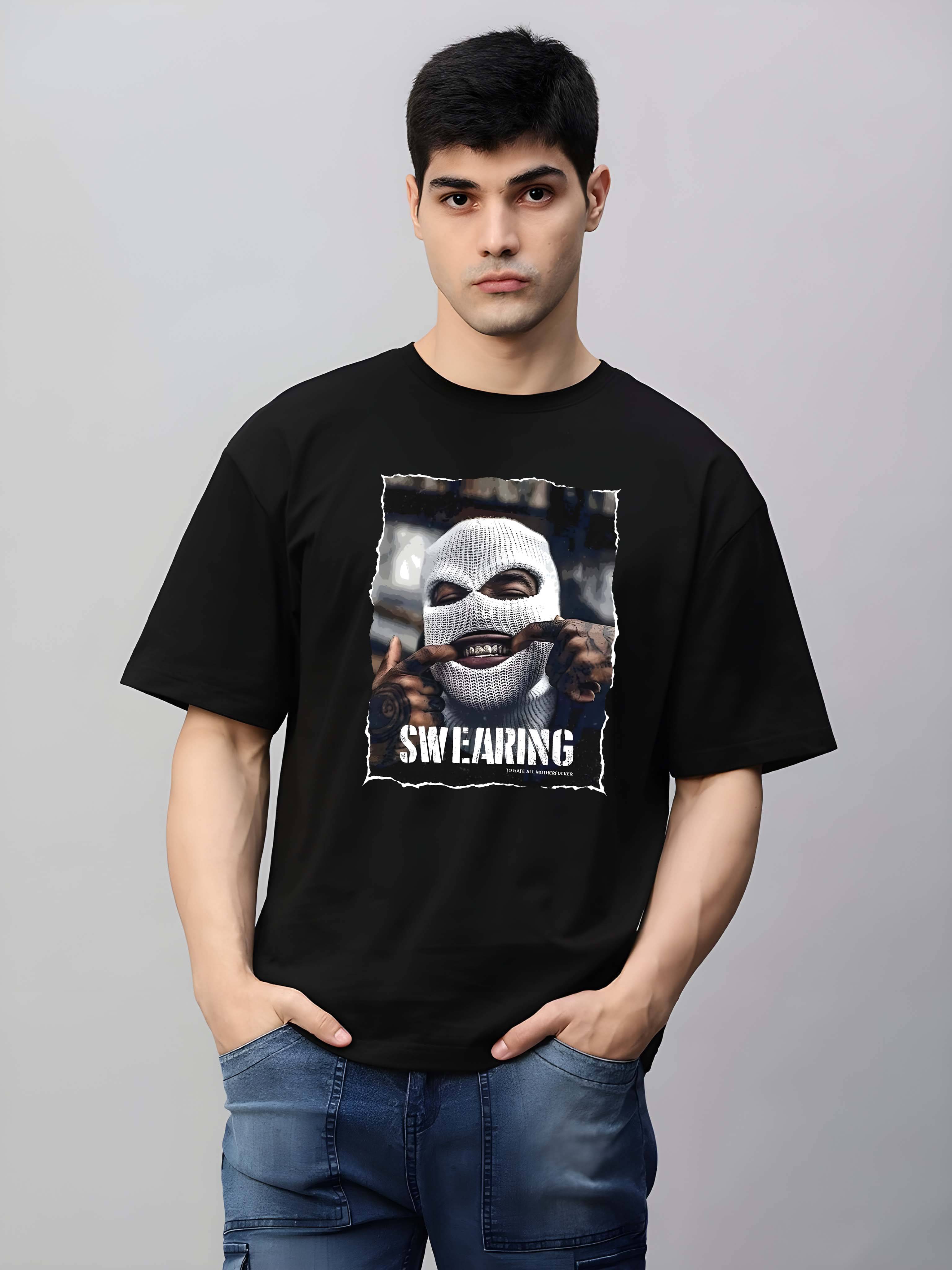 Kaido Cotton Oversized Fit Self Design Half Sleeves Men's Round T-Shirt - Black ( Pack of 1 )     			Kaido Cotton Oversized Fit Self Design Half Sleeves Men's Round T-Shirt - Black ( Pack of 1 )