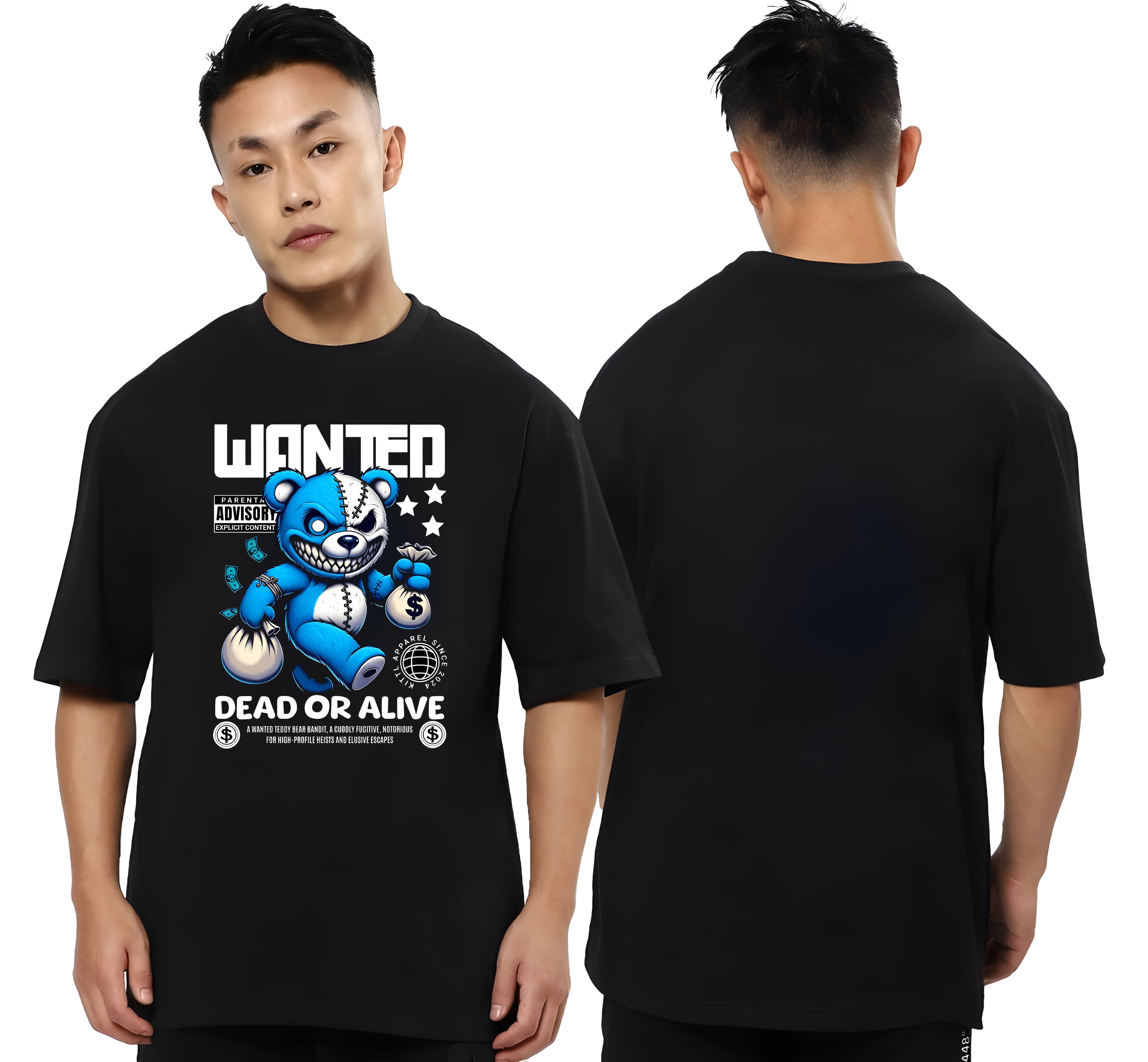 Kaido Cotton Oversized Fit Self Design Half Sleeves Men's Round T-Shirt - Black ( Pack of 1 )     			Kaido Cotton Oversized Fit Self Design Half Sleeves Men's Round T-Shirt - Black ( Pack of 1 )