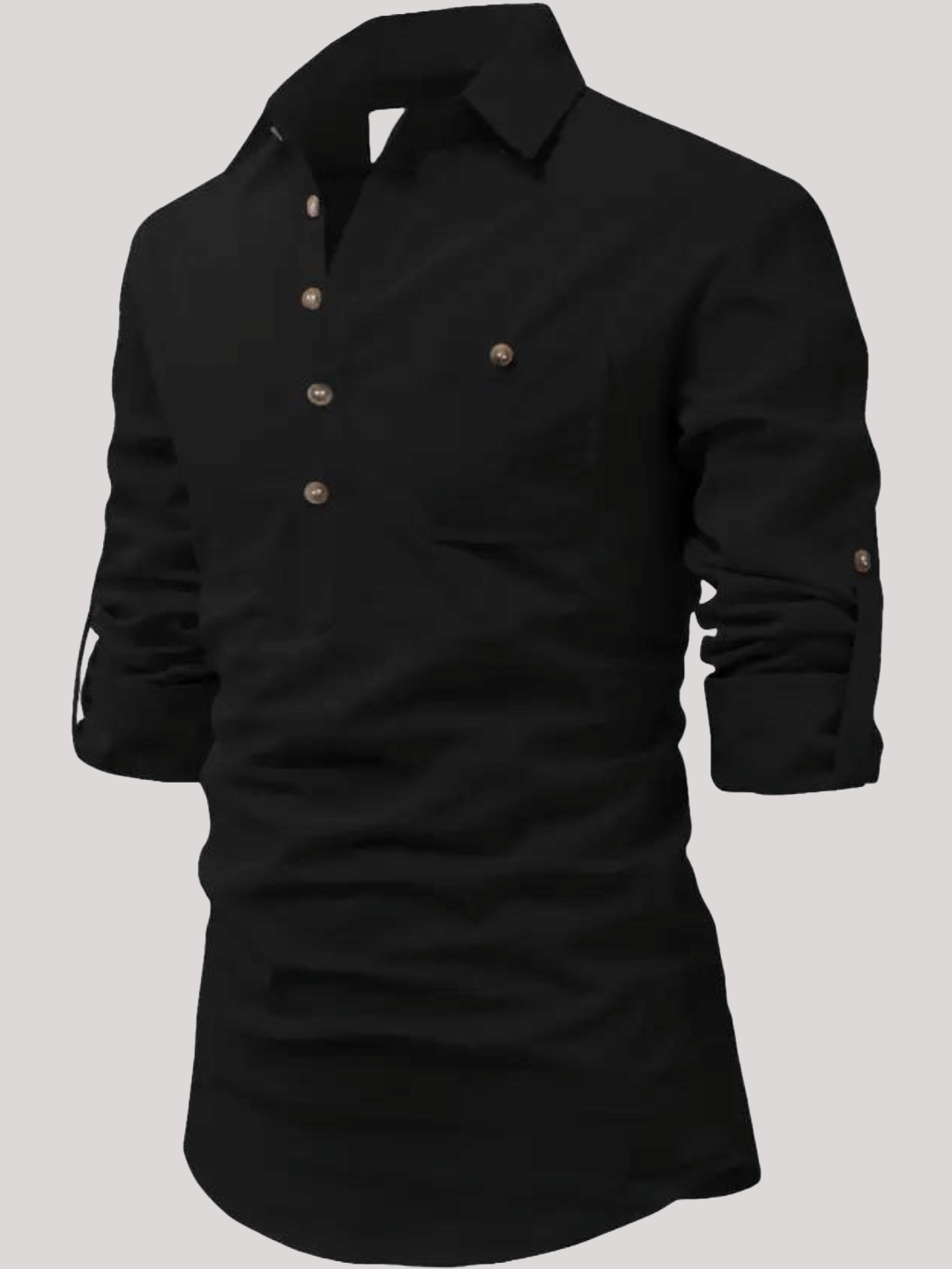     			Life Roads Black Cotton Men's Shirt Style Kurta ( Pack of 1 )