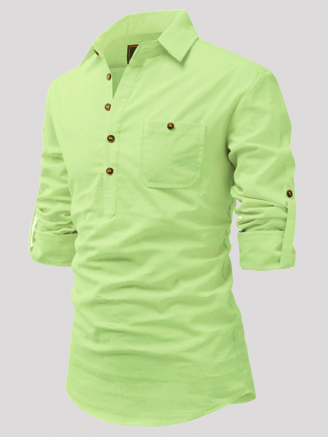     			Life Roads Sea Green Cotton Men's Shirt Style Kurta ( Pack of 1 )