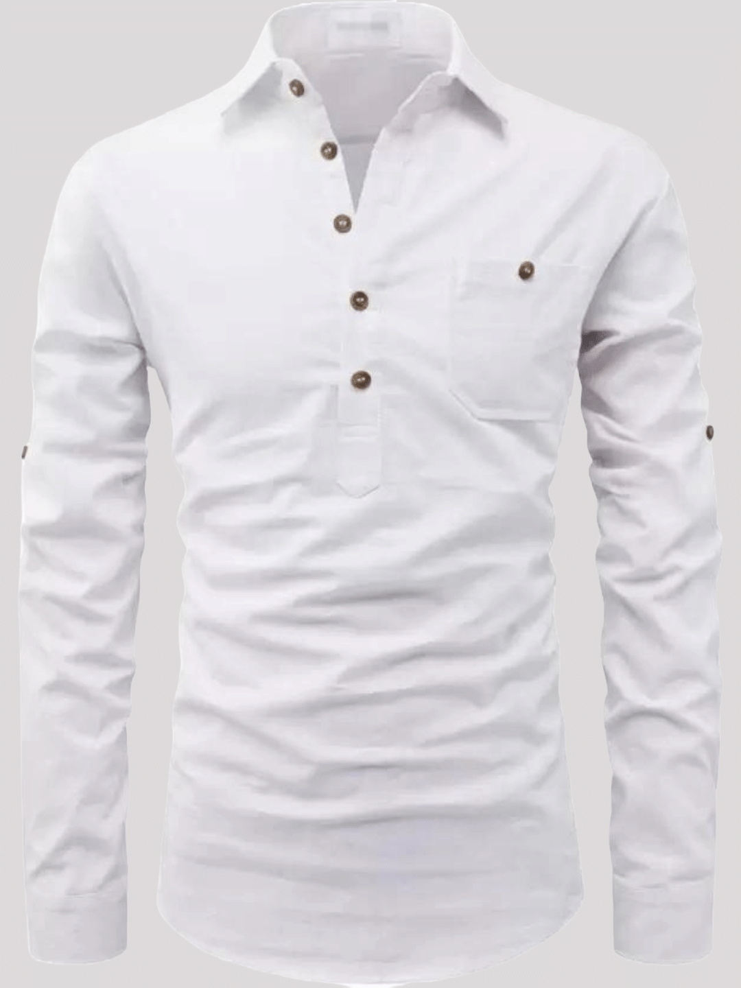     			Life Roads White Cotton Men's Shirt Style Kurta ( Pack of 1 )