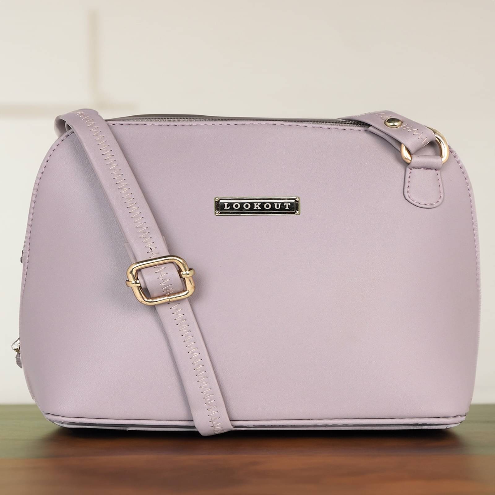     			Lookout Fashion Sling Bag Faux Leather Set of 1 ( Purple )