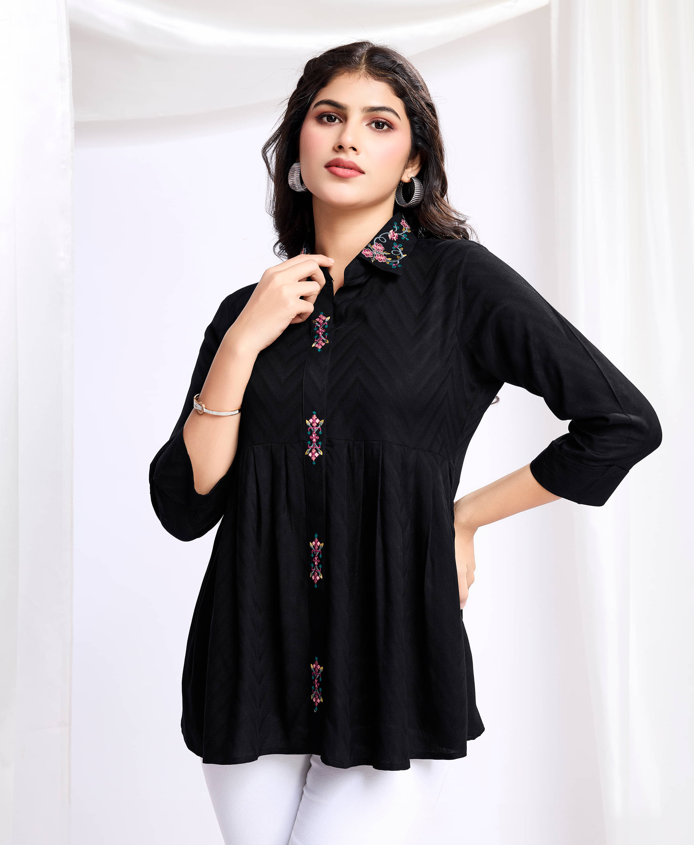 MOJILAA Women's Viscose Peplum Top ( Black )     			MOJILAA Women's Viscose Peplum Top ( Black )