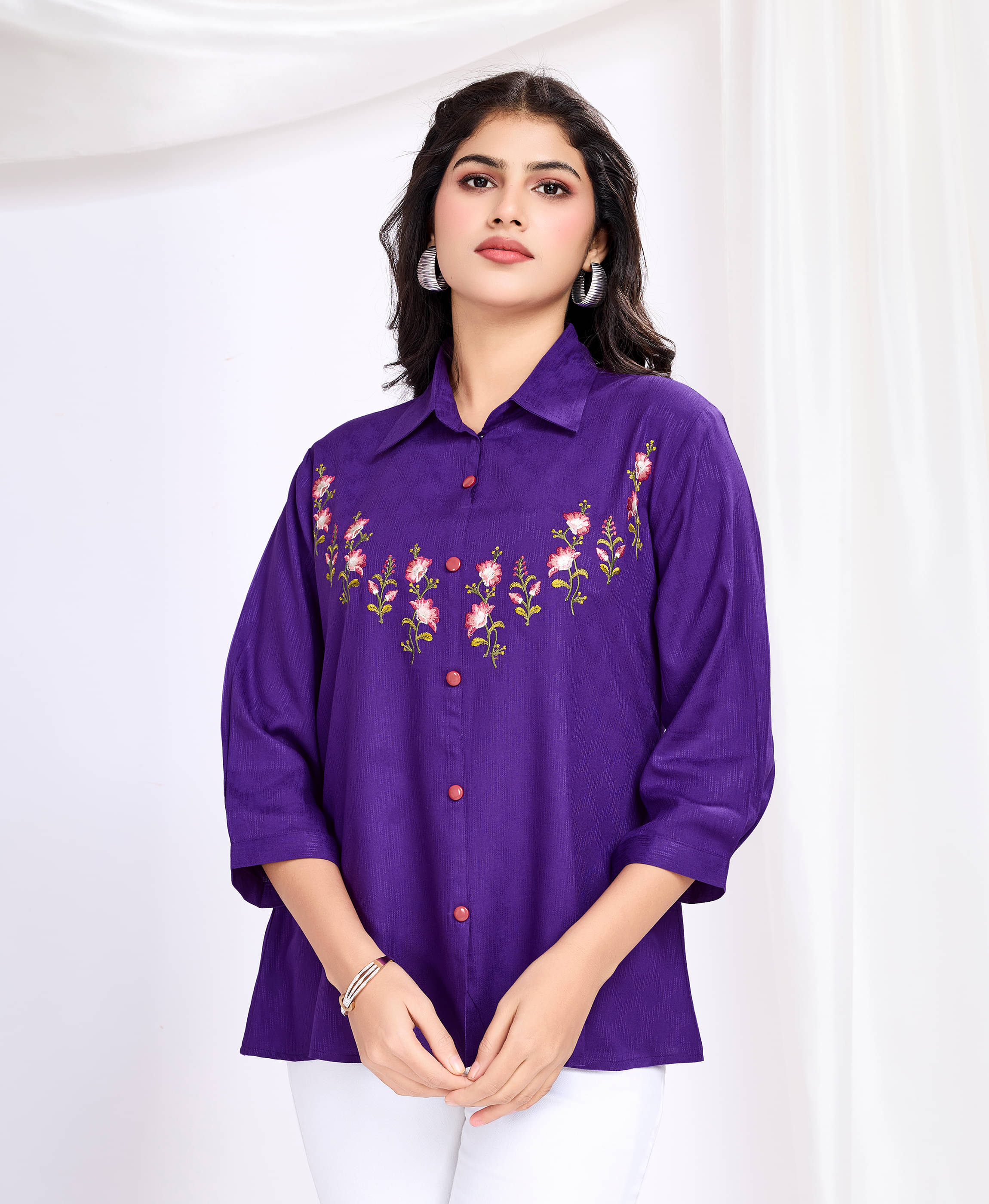 MOJILAA Women's Viscose Regular Top ( Purple ) MOJILAA Women's Viscose Regular Top ( Purple )
