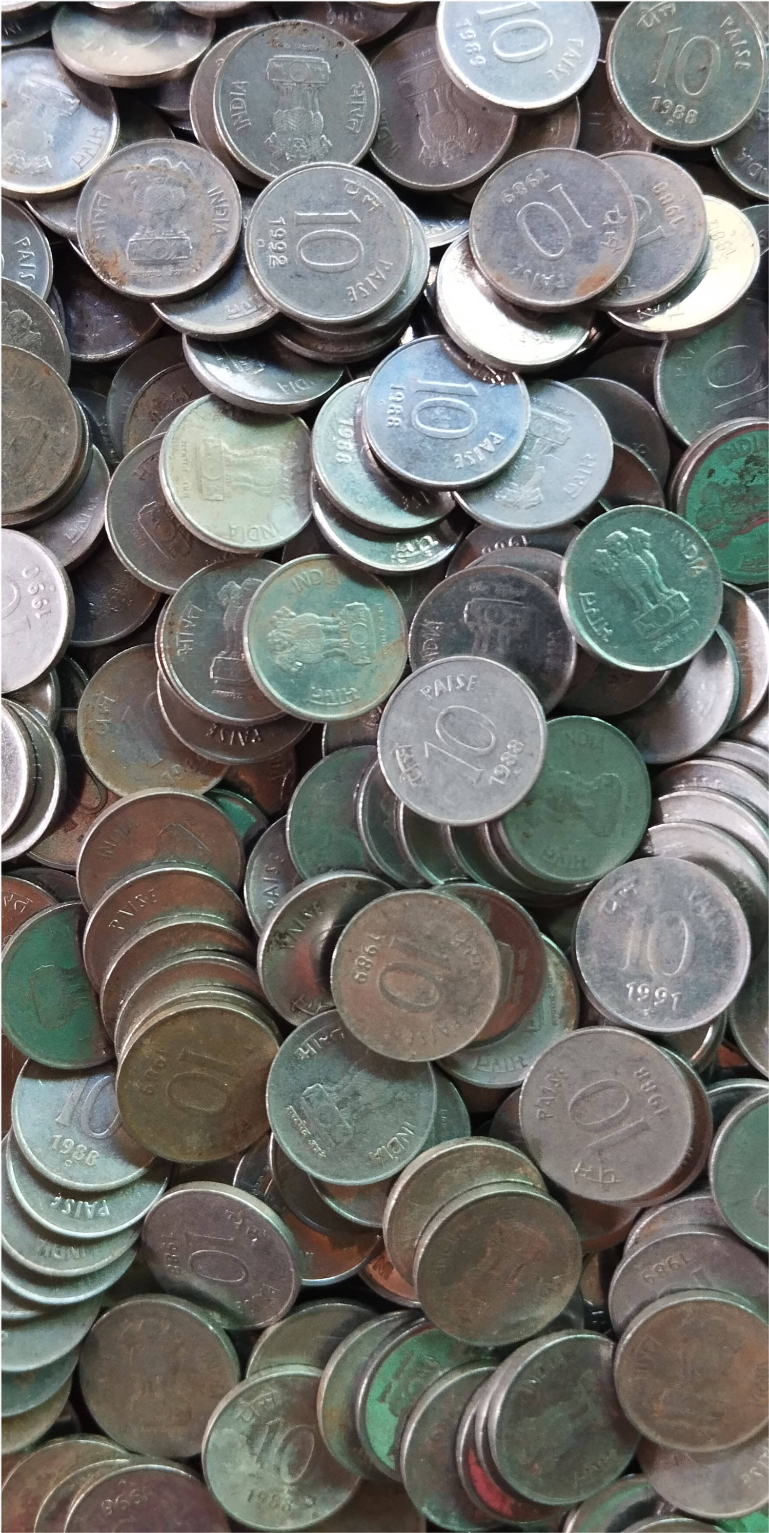     			Manmai Coins 10 Paisa Steel Coins 200 Pcs 1988 - 1998 Mixed Years Circulated Condition
