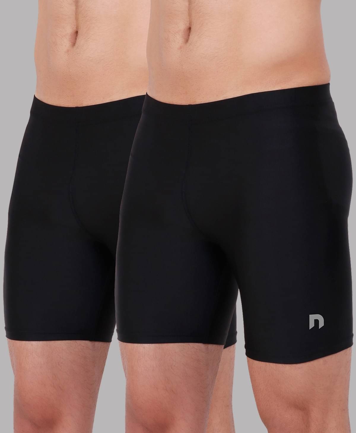     			NEVER LOSE Black Nylon Men's Cycling Shorts ( Pack of 2 )