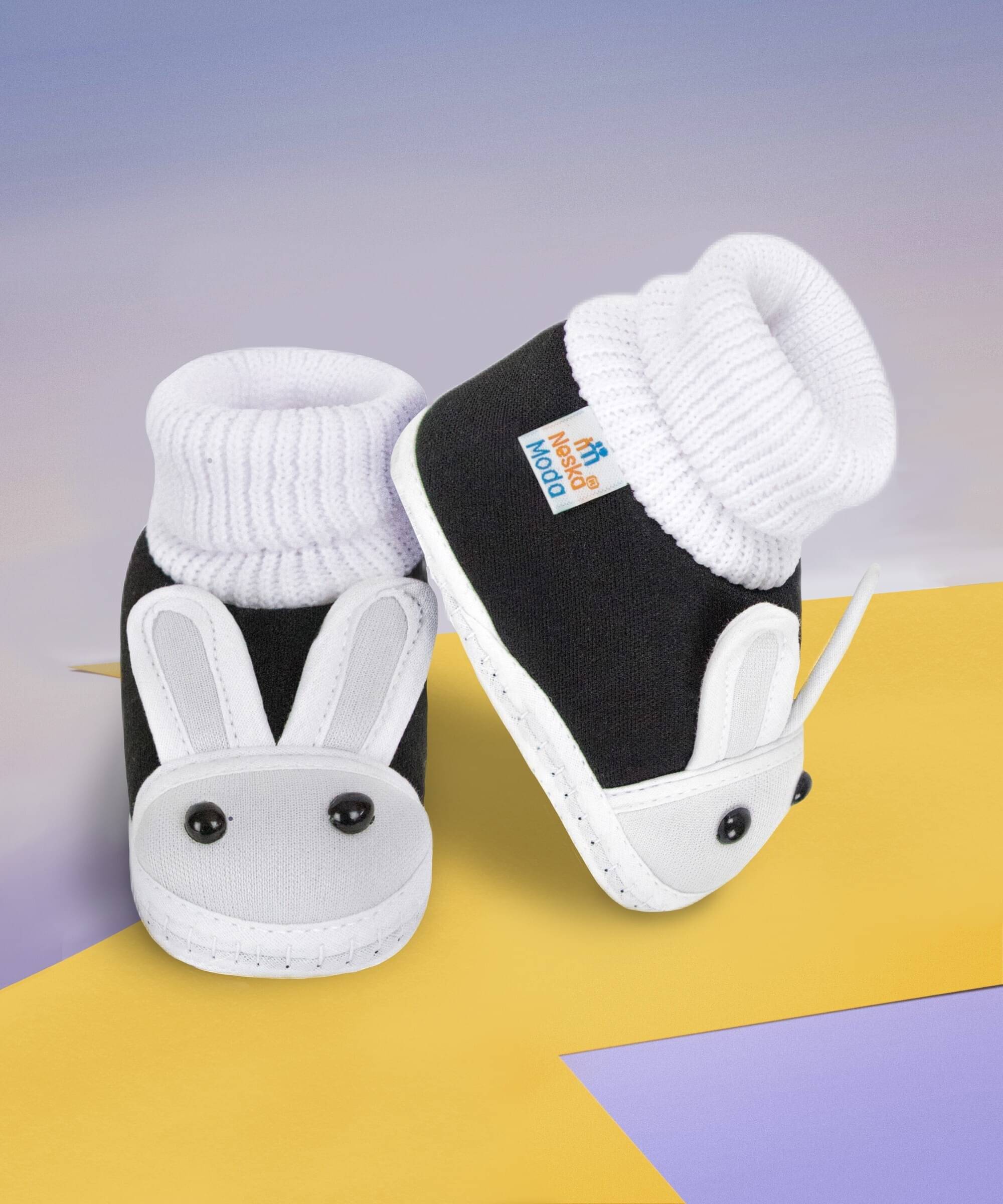     			Neska Moda - Black Booties For Baby Boy & Baby Girl 6-12 Months ( Pack of 1 )