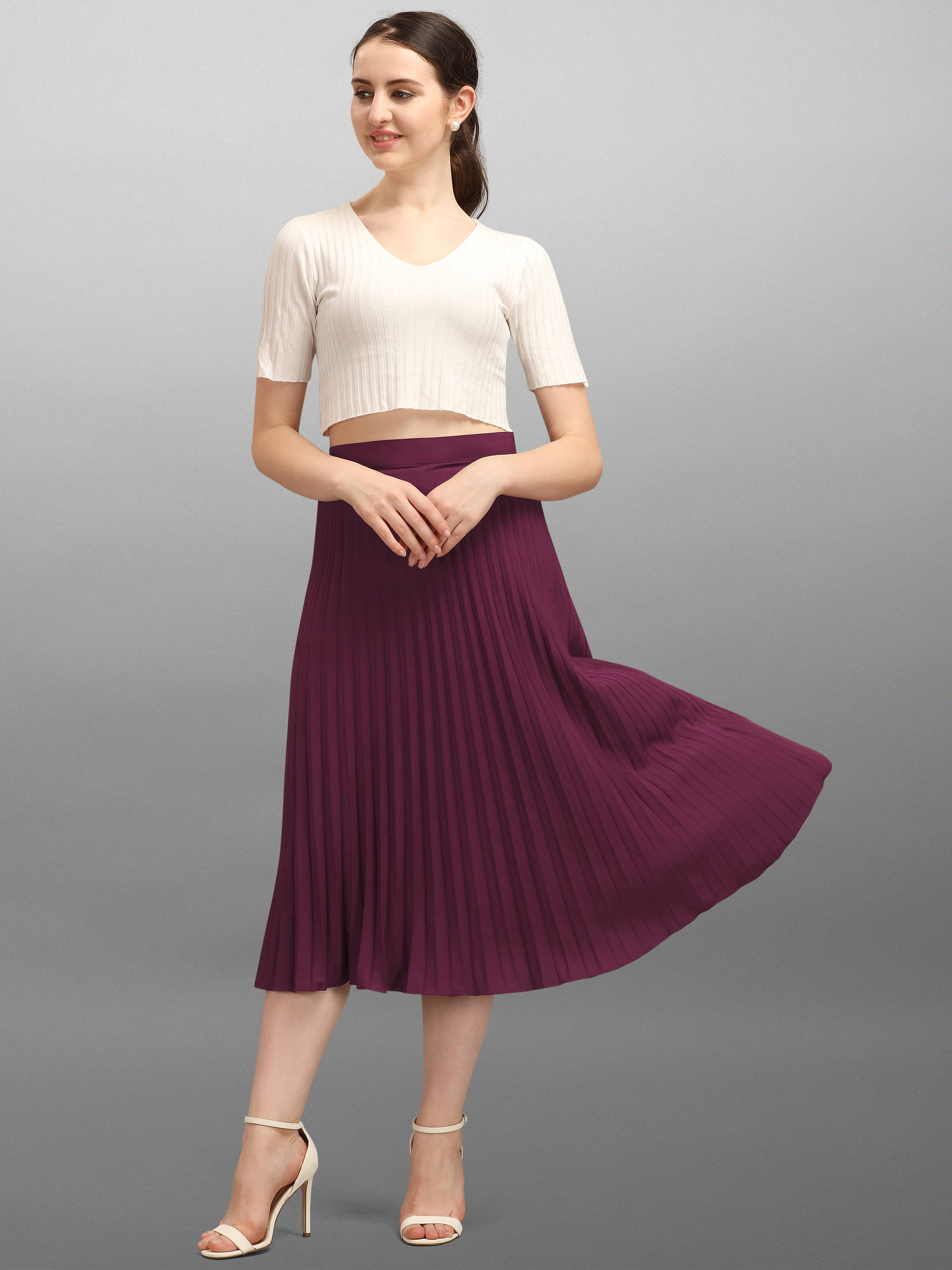 OTABU Purple Rayon Women's Flared Skirt ( Pack of 1 ) OTABU Purple Rayon Women's Flared Skirt ( Pack of 1 )