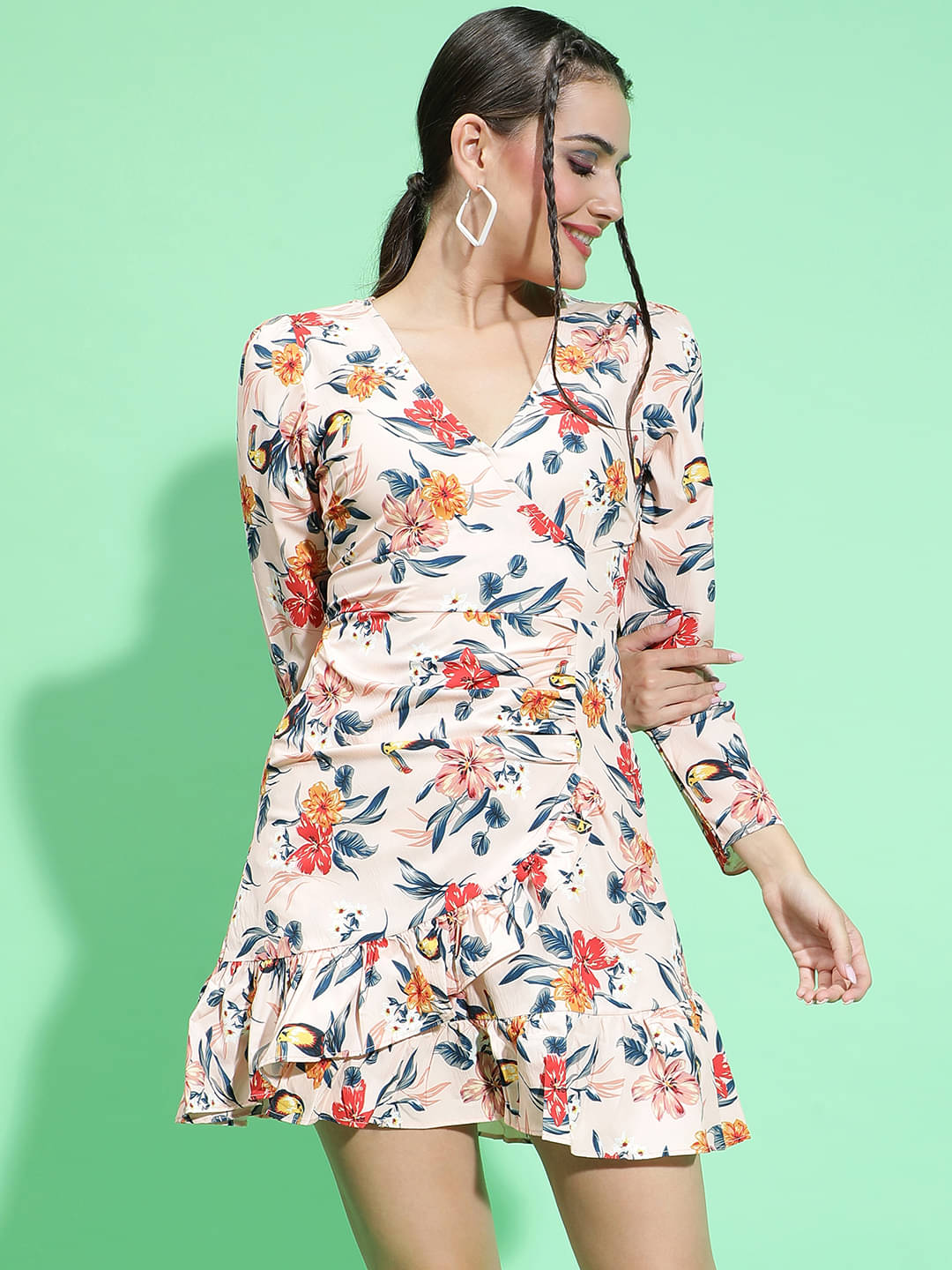Oxolloxo Women Polyester Printed A-line Dress ( Multicolor ) Oxolloxo Women Polyester Printed A-line Dress ( Multicolor )