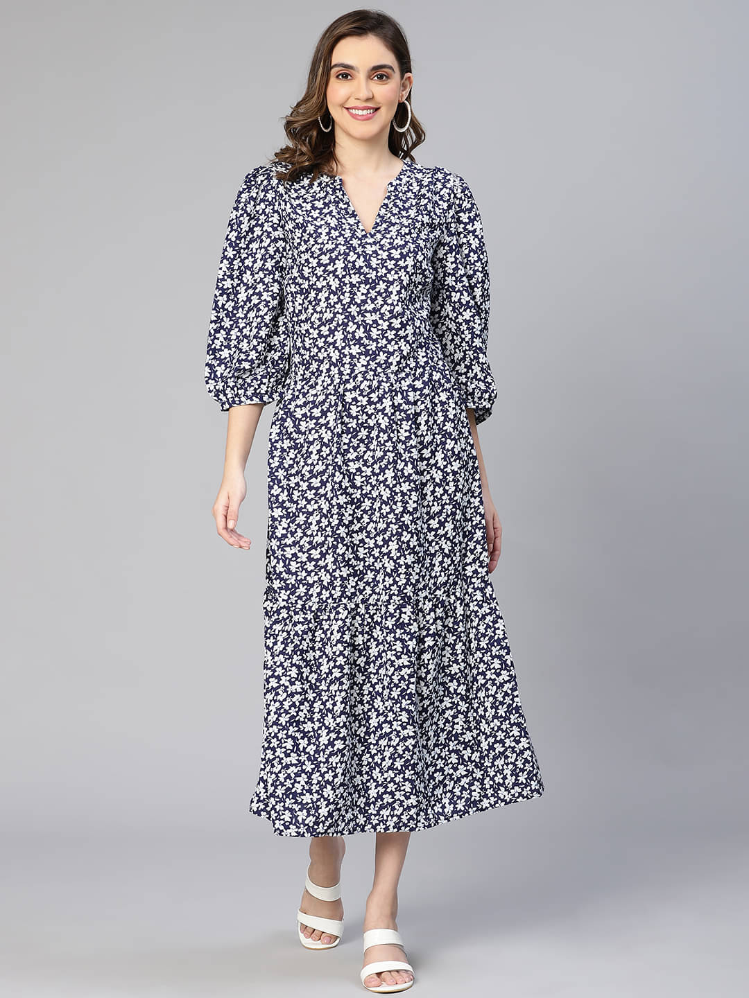 Oxolloxo Polyester Printed Above Knee Women's A-line Dress - Blue ( Pack of 1 ) Oxolloxo Polyester Printed Above Knee Women's A-line Dress - Blue ( Pack of 1 )