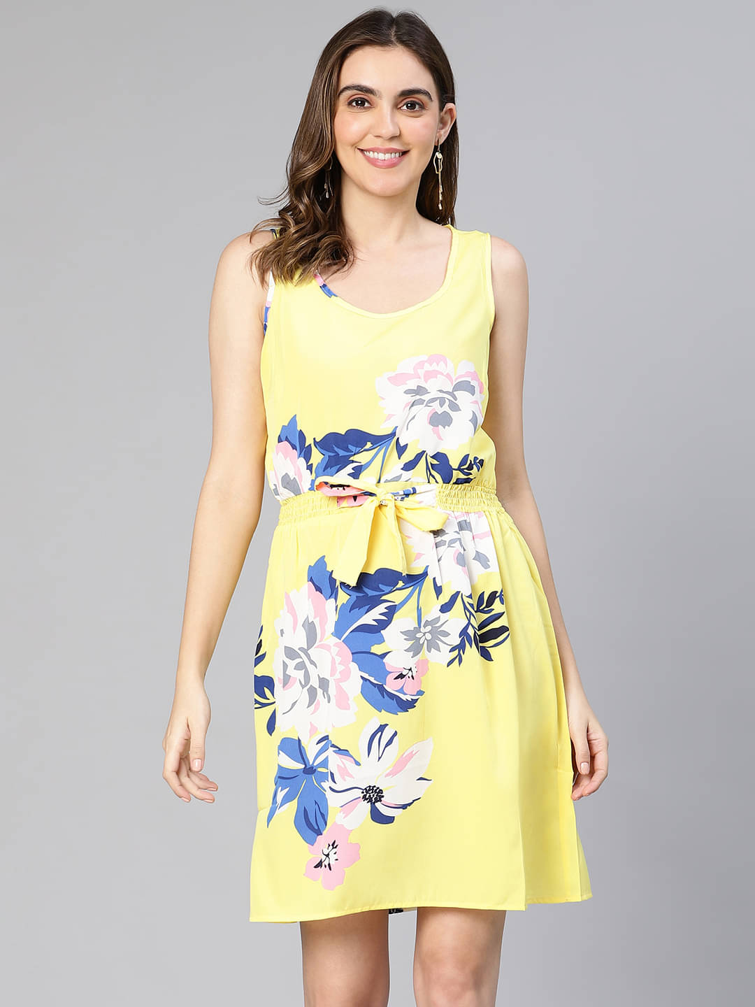     			Oxolloxo Women Viscose Rayon Printed A-line Dress ( Multicolor )