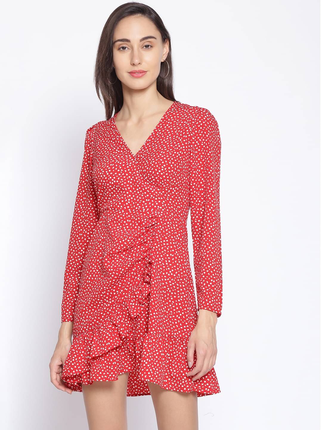     			Oxolloxo Women Polyester Printed A-line Dress ( Red )