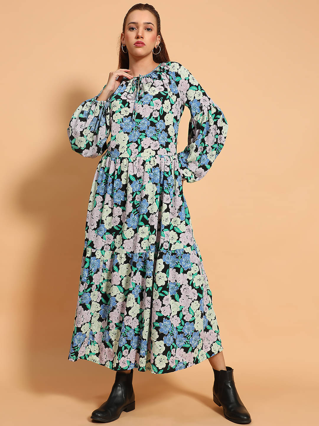     			Oxolloxo Women Polyester Printed Maxi ( Multicolor )
