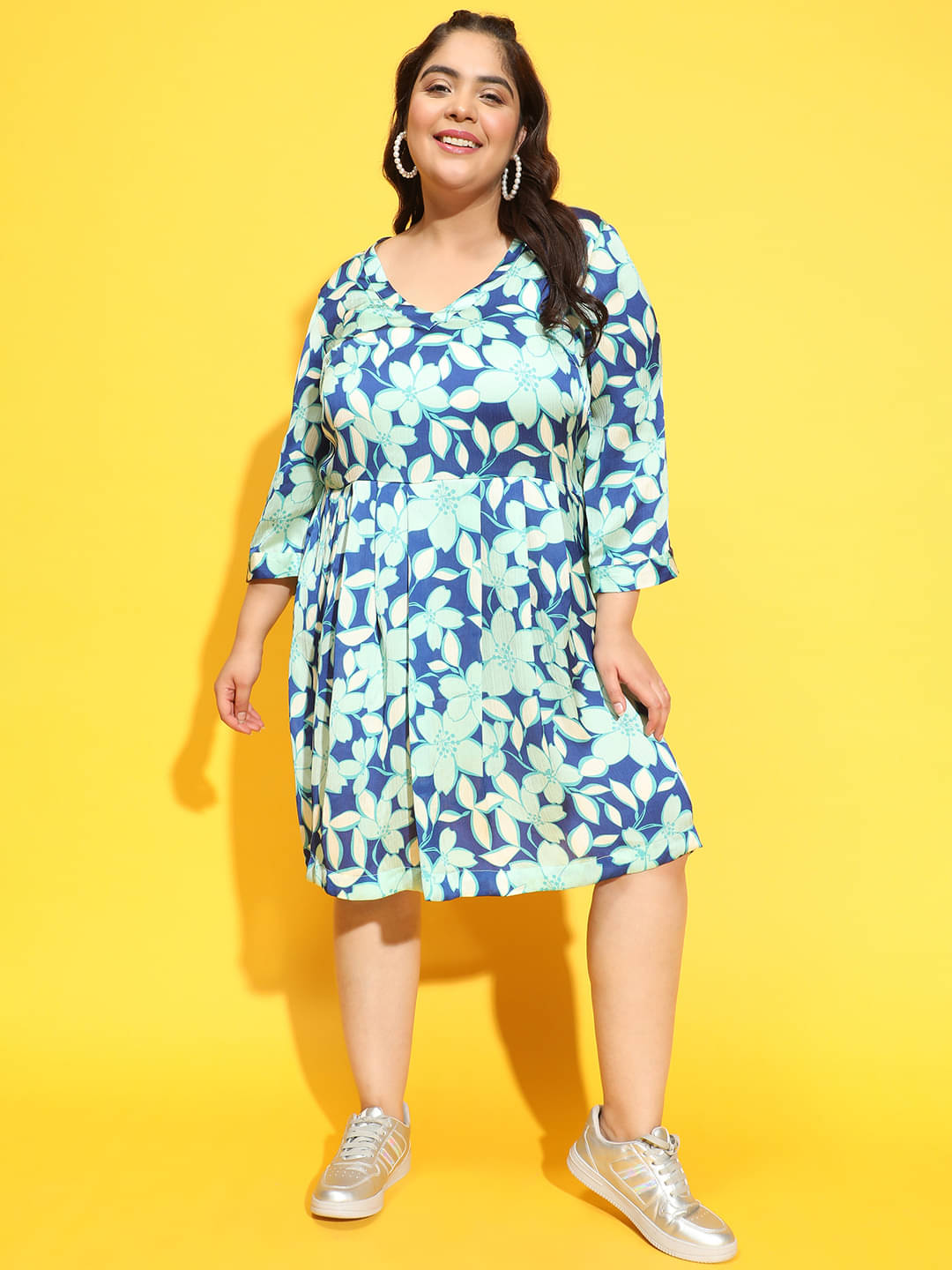 Oxolloxo Women Polyester Printed Fit & Flare Dress ( Green ) Oxolloxo Women Polyester Printed Fit & Flare Dress ( Green )