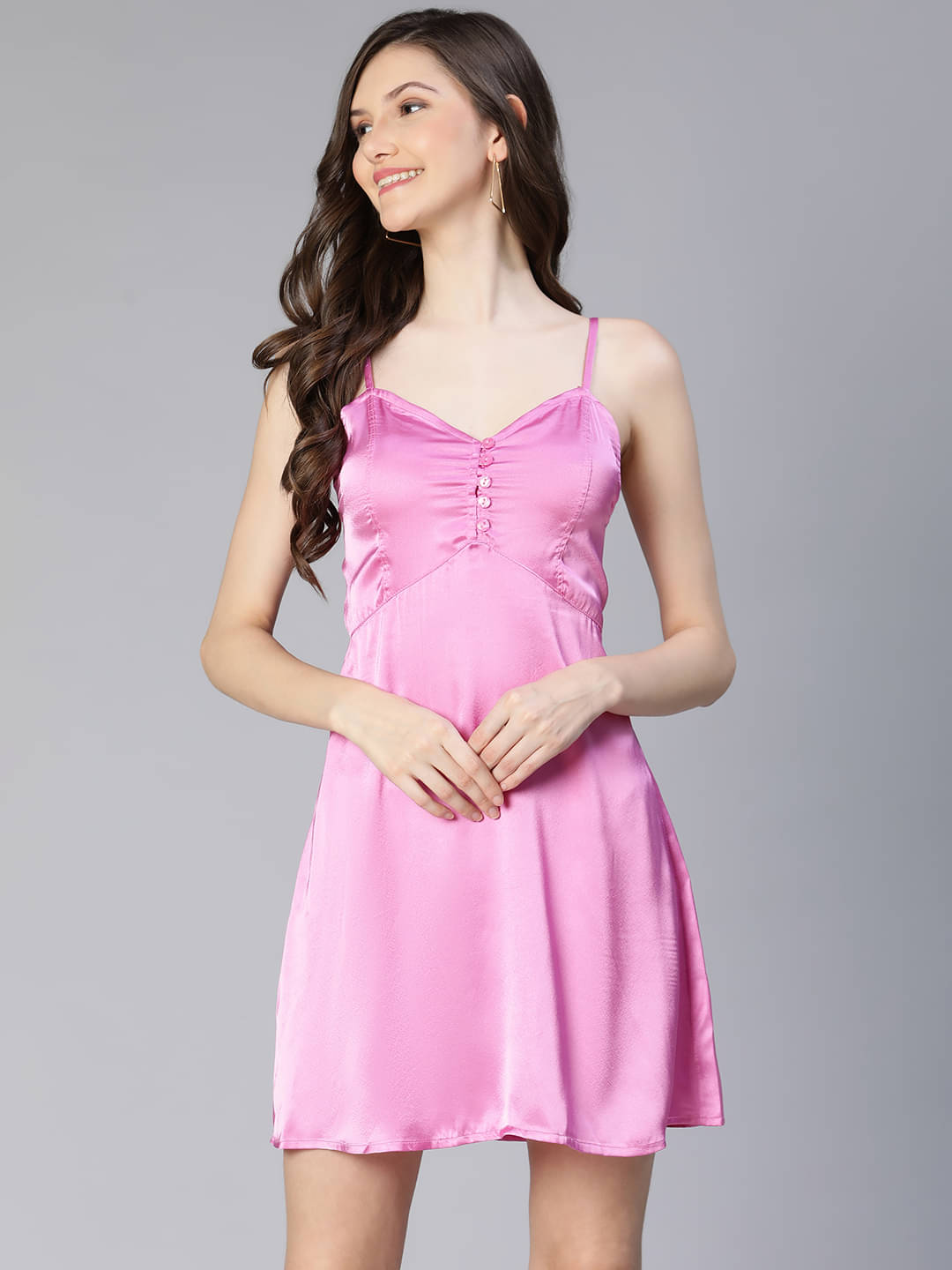     			Oxolloxo Women Polyester Solid A-line Dress ( Purple )
