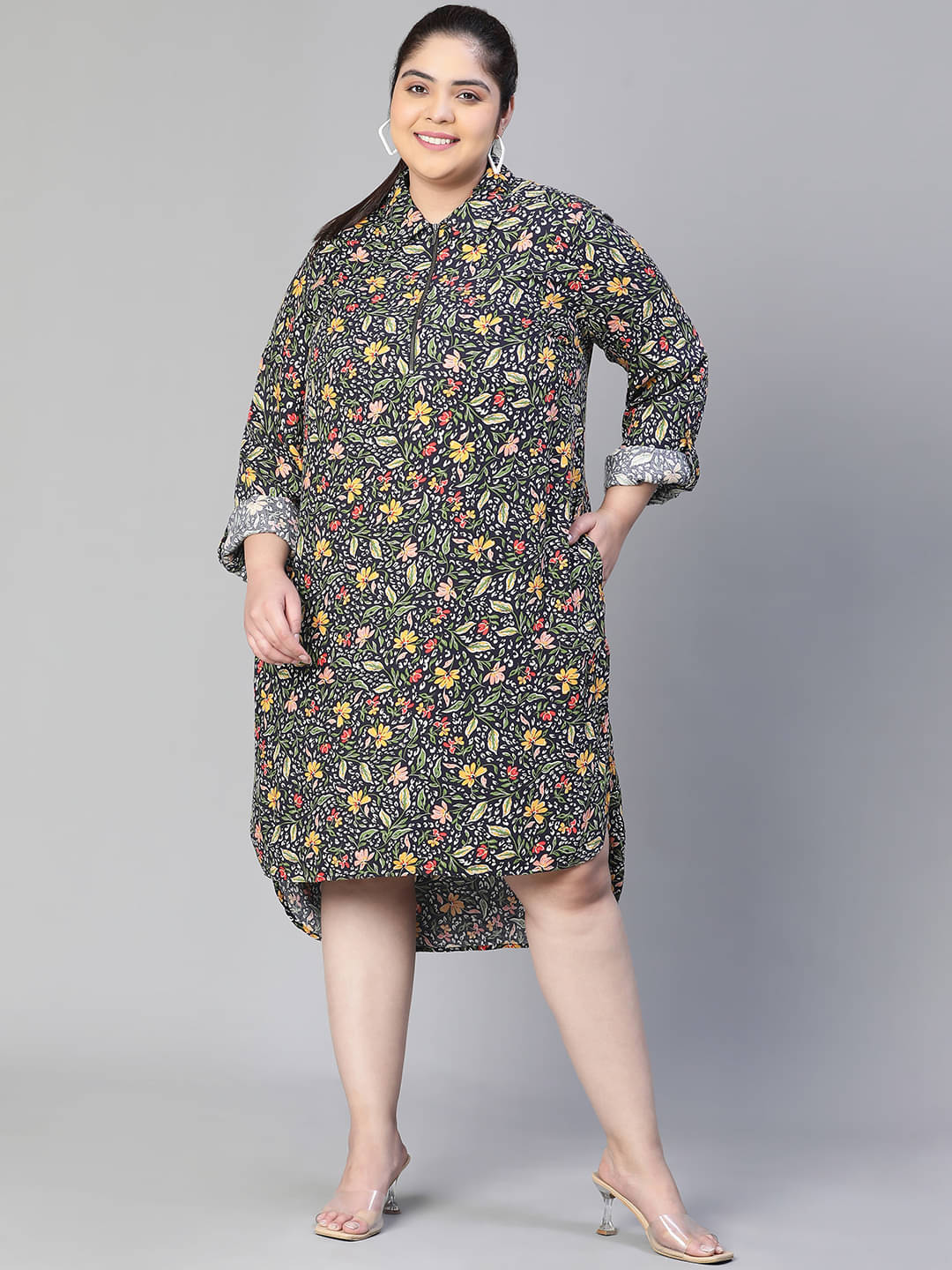 Oxolloxo Viscose Rayon Printed Knee Length Women's A-line Dress - Multicolor ( Pack of 1 ) Oxolloxo Viscose Rayon Printed Knee Length Women's A-line Dress - Multicolor ( Pack of 1 )