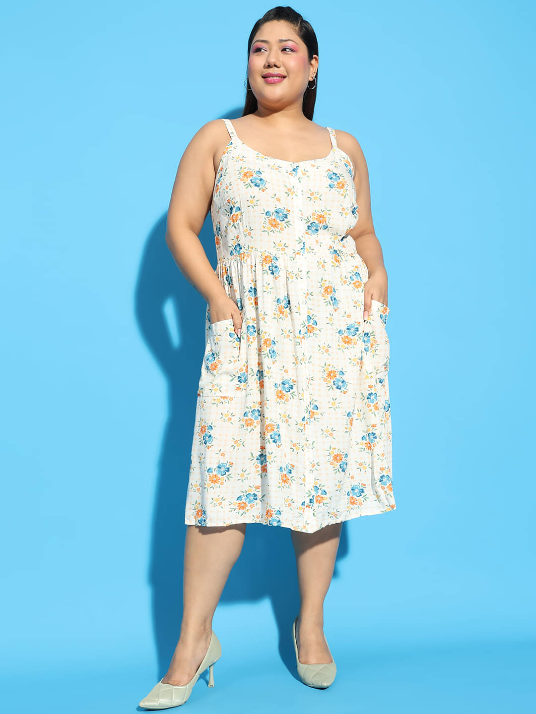     			Oxolloxo Women Polyester Printed Fit & Flare Dress ( White )