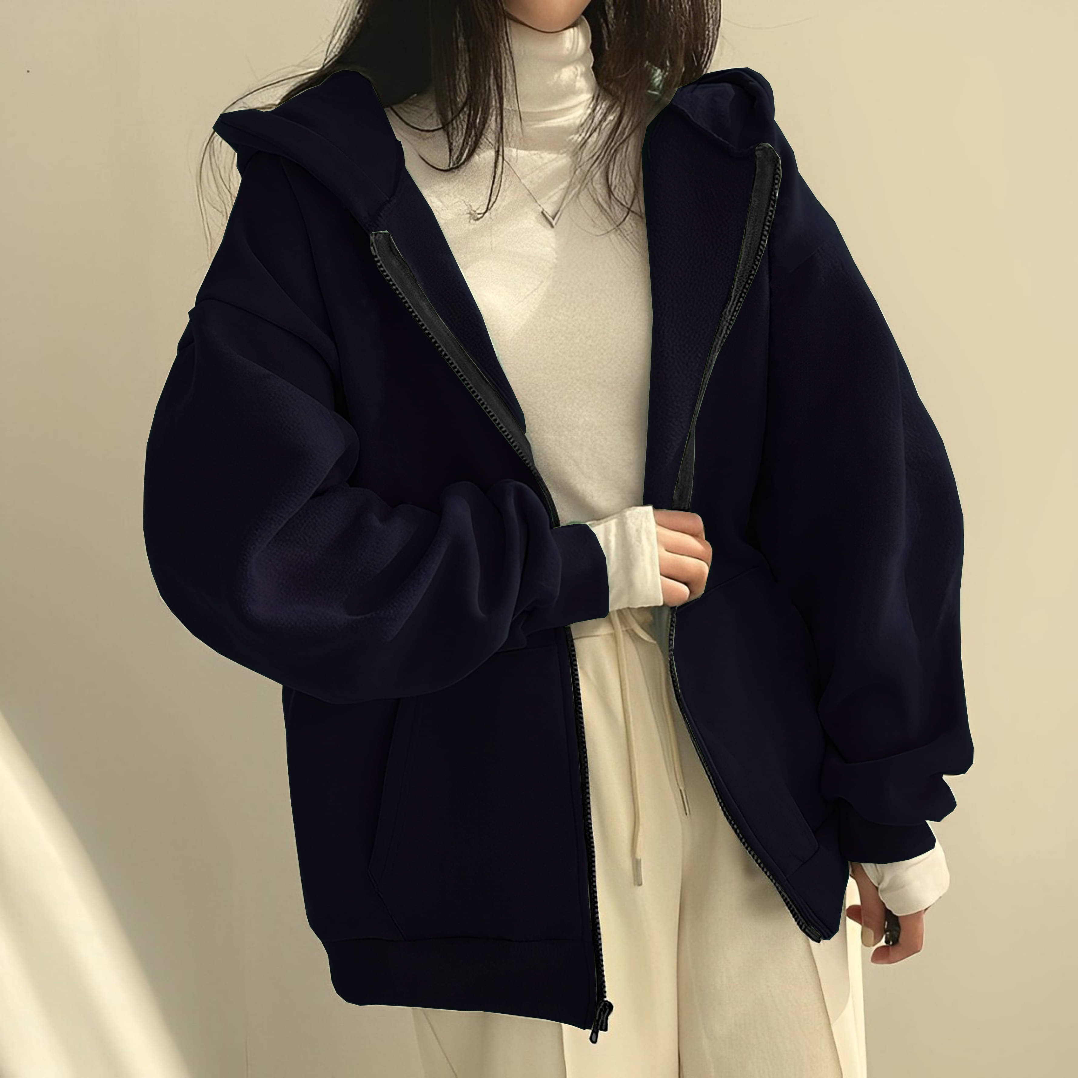     			Parona Fleece Women's Hooded Sweatshirt ( Navy )