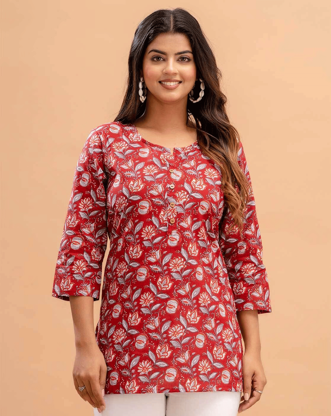     			Rangun Women's Rayon Tunic ( Red )