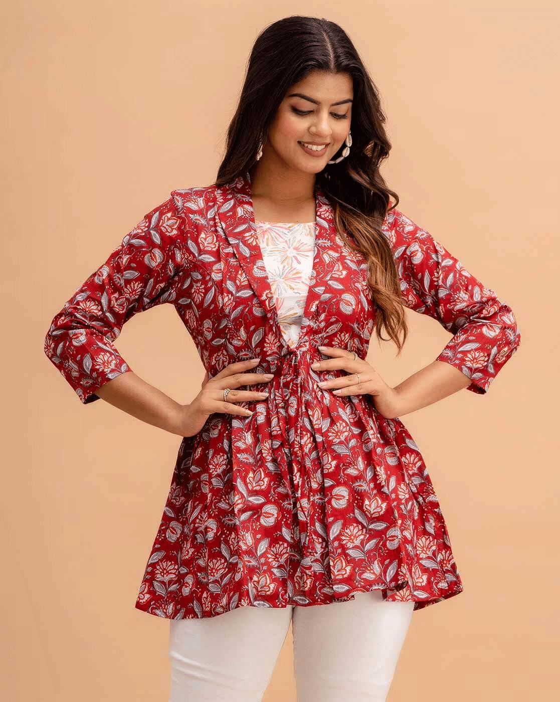 Rangun Women's Rayon Peplum Top ( Red ) Rangun Women's Rayon Peplum Top ( Red )