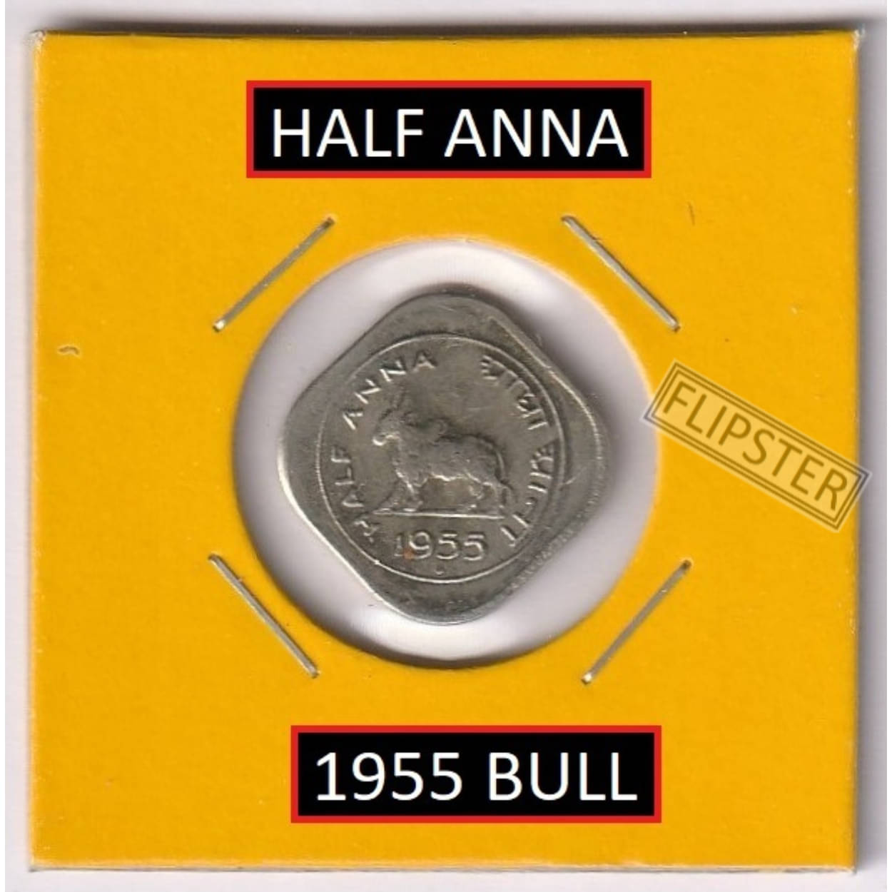     			Rare Half Anna 1955 Bull, old India Coin Collection