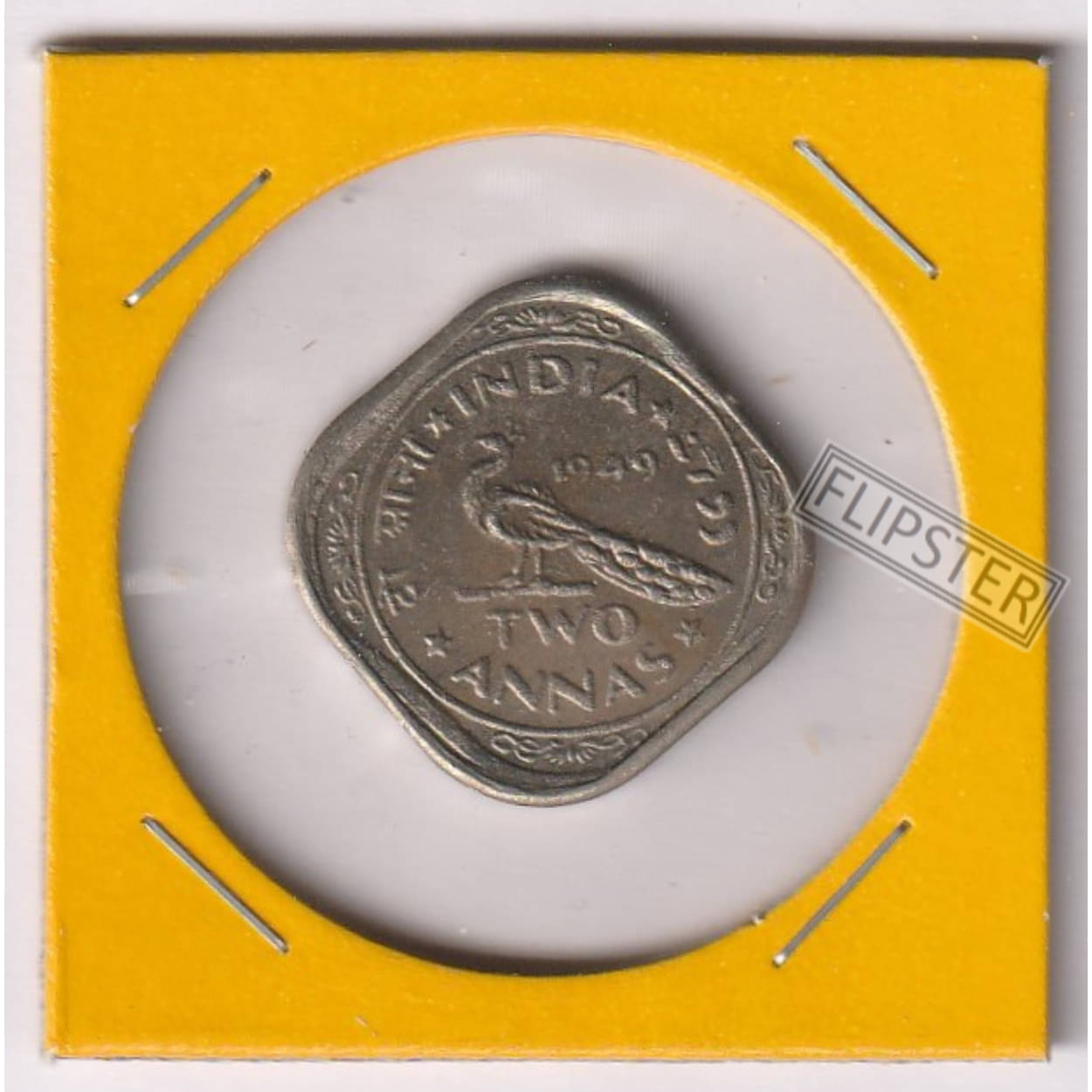     			Rare Two Anna 1949 Peacock, old British India Coin Collection