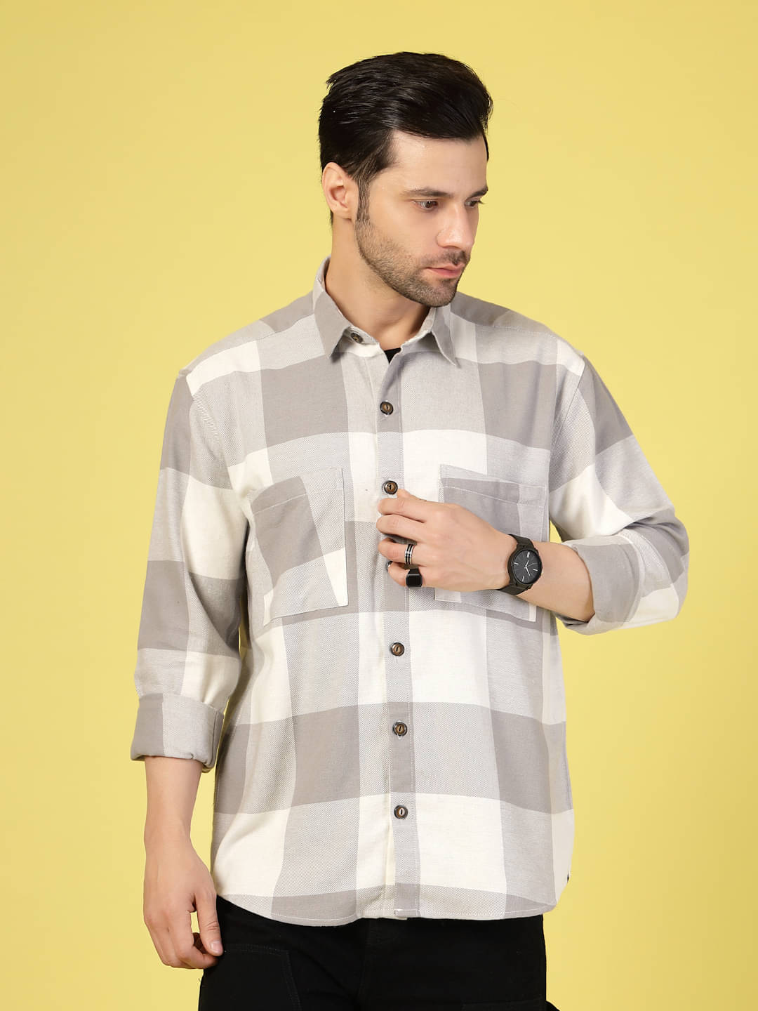 Rigo Flannel Oversized Fit Checks Full Sleeves Men's Casual Shirt - Grey ( Pack of 1 ) Rigo Flannel Oversized Fit Checks Full Sleeves Men's Casual Shirt - Grey ( Pack of 1 )