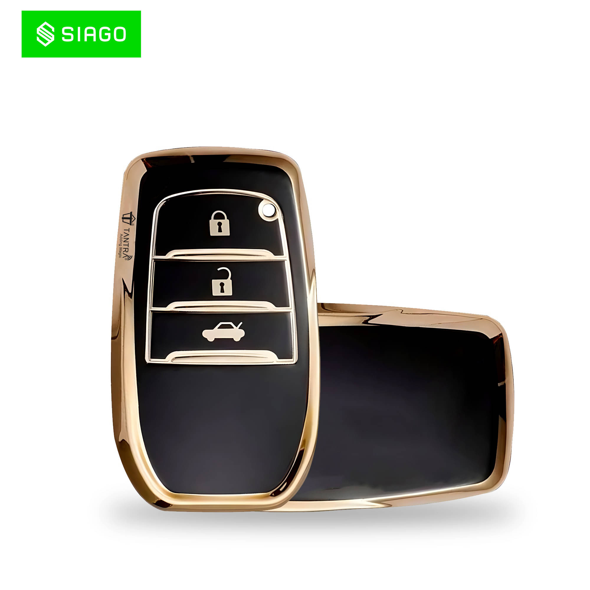     			SIAGO Premium TPU Key Cover Compatible with Toyota Fortuner | Fortuner Legender | Innova Hycross 3 Button Smart Key (Black Pack of 1)