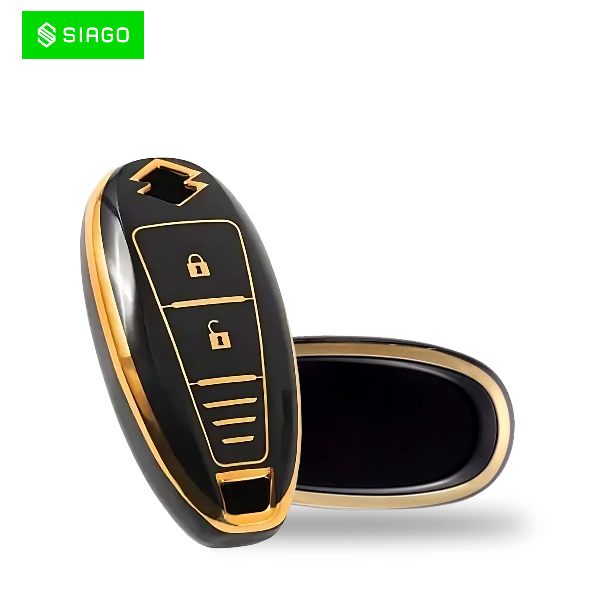 SIAGO TPU Key Cover Compatible with Maruti Suzuki Baleno | Ciaz | Swift | Ertiga | Ignis | Ritz | S-Cross | SX4 | Vitara Brezza 2 Button Smart Key Cover (Black Pack of 1)