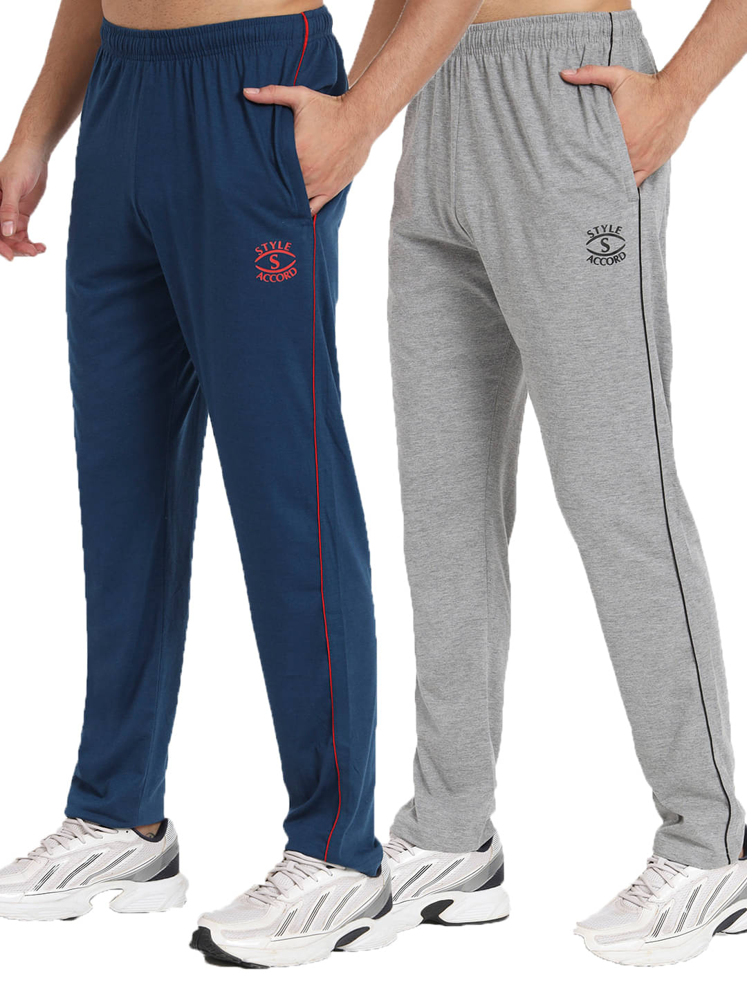     			STYLE ACCORD Light Grey Cotton Blend Men's Trackpants ( Pack of 2 )