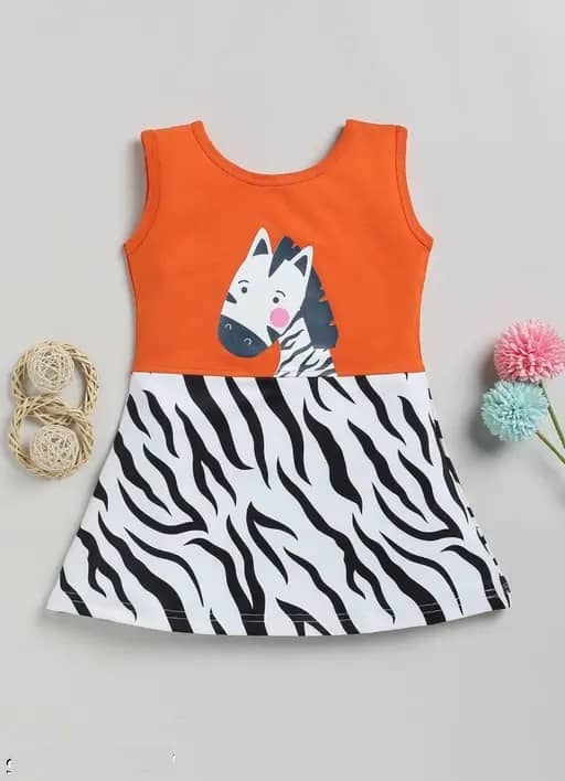 VELION Cotton Blend Frock For Baby Girls ( Pack of 1 , Orange )