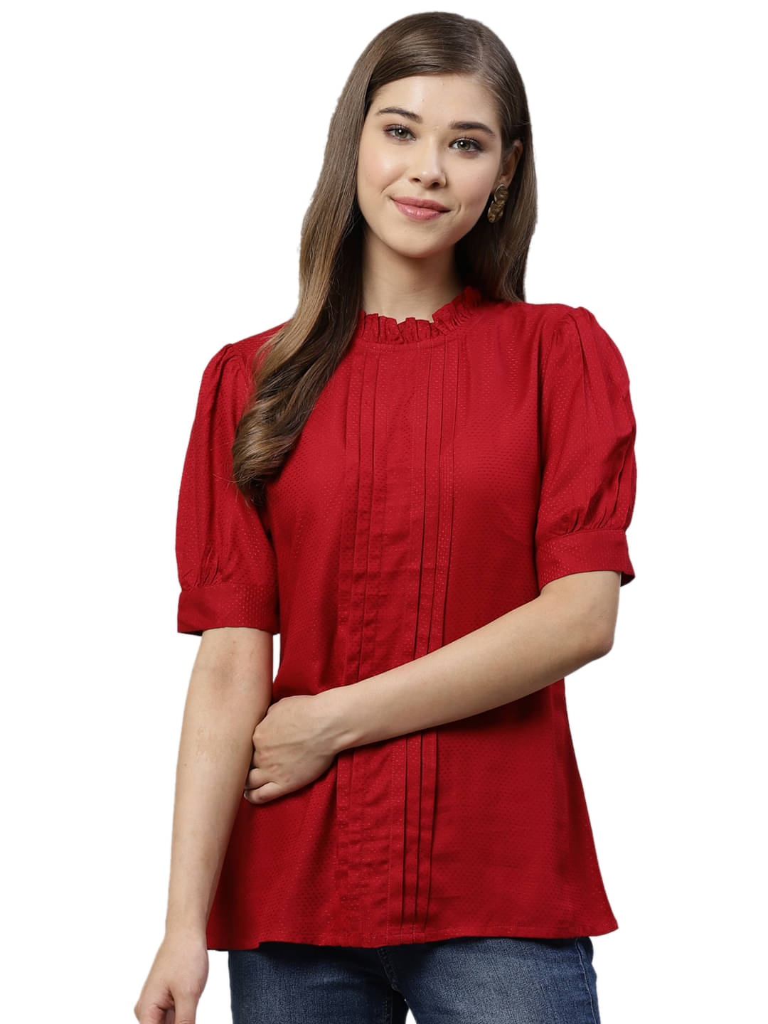 Yash Gallery Women's Viscose Regular Top ( Maroon ) Yash Gallery Women's Viscose Regular Top ( Maroon )