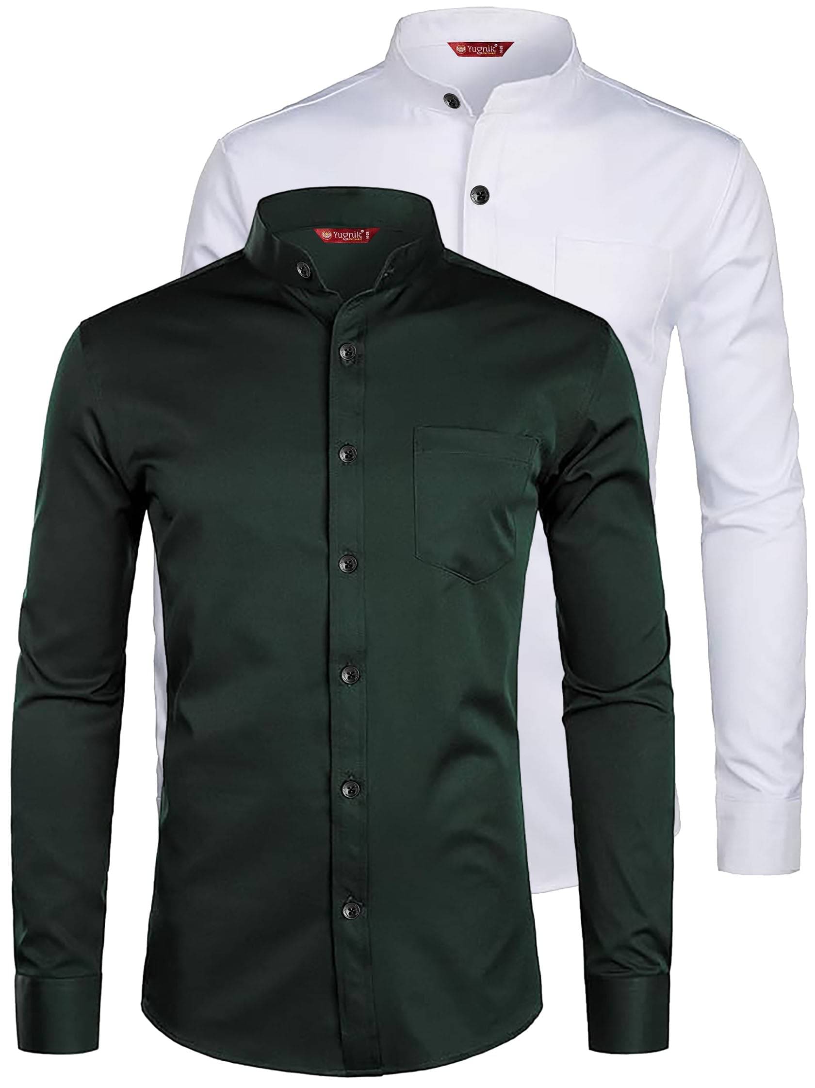     			Yugnik Cotton Blend Slim Fit Full Sleeves Men's Formal Shirt - Green ( Pack of 2 )