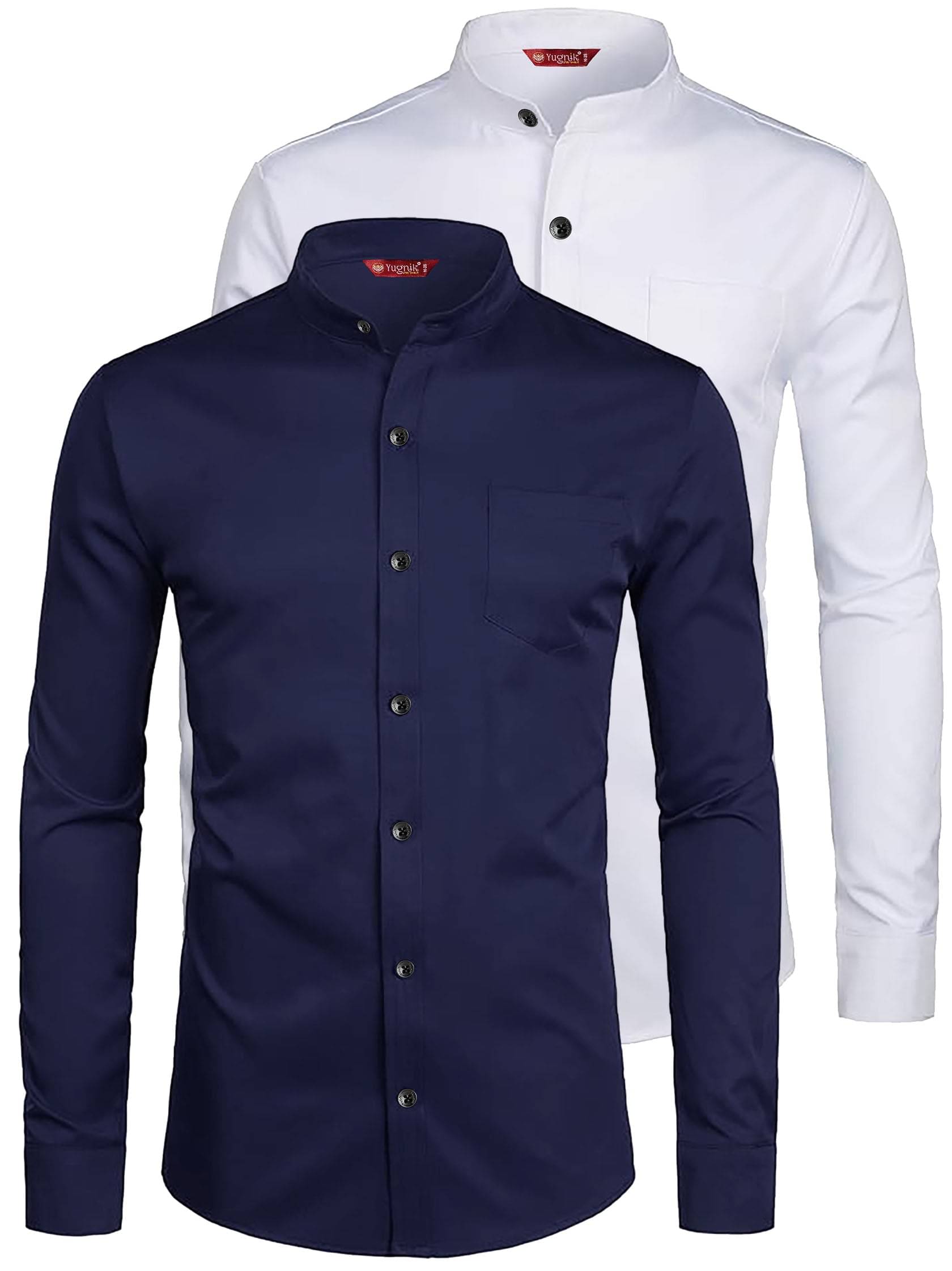     			Yugnik Cotton Blend Slim Fit Full Sleeves Men's Formal Shirt - Navy Blue ( Pack of 2 )