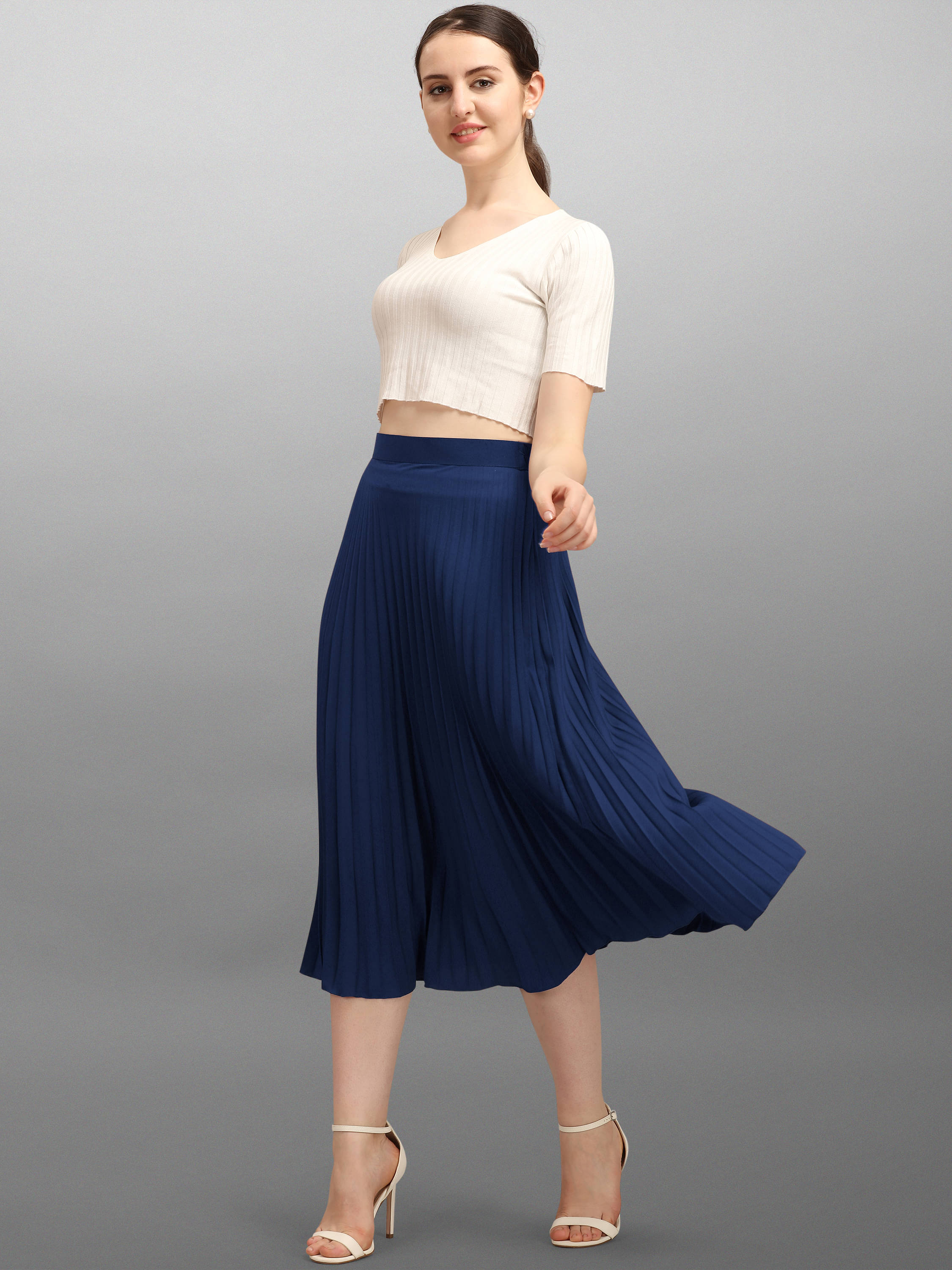     			ZWERLON Navy Blue Rayon Women's Flared Skirt ( Pack of 1 )